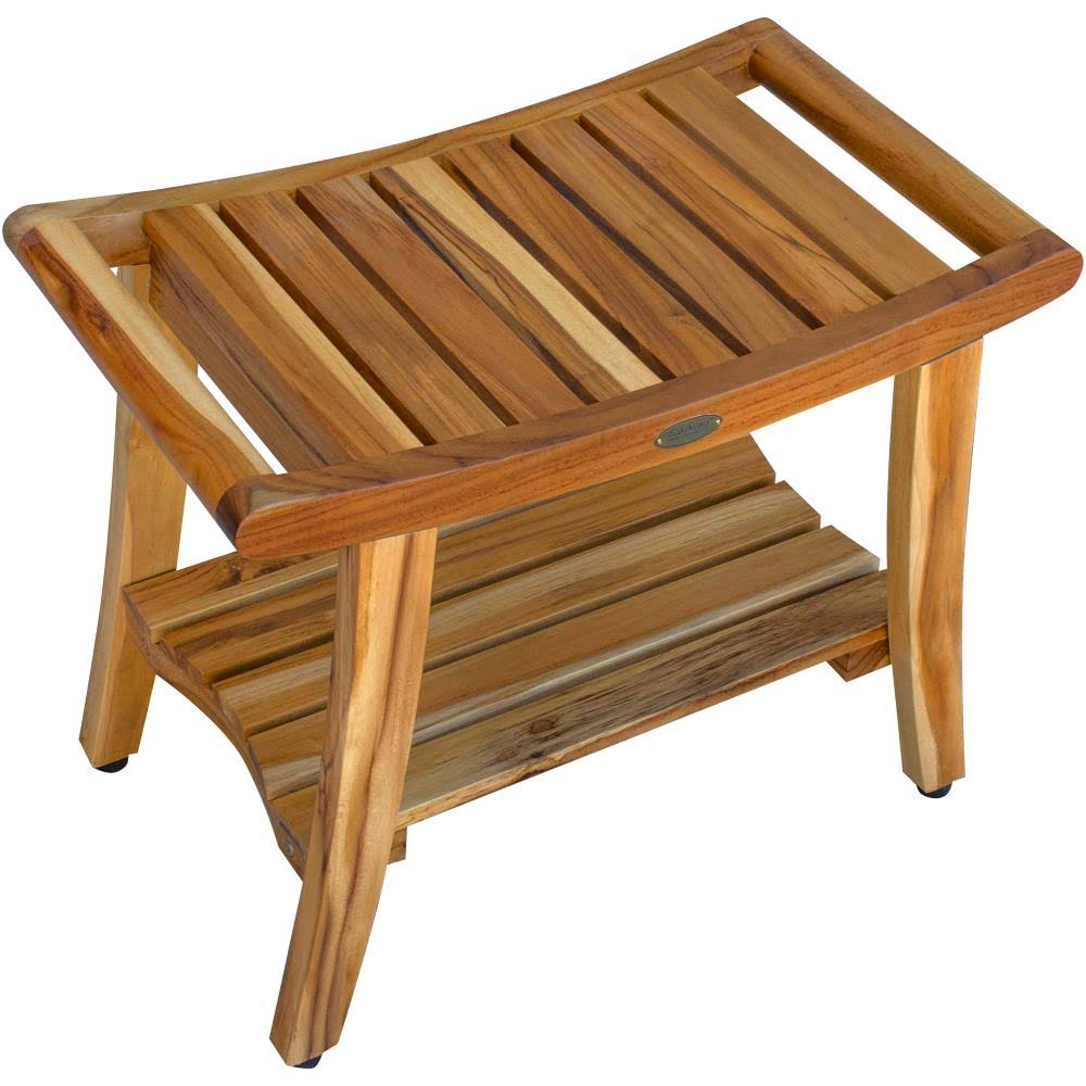 EcoDecors Harmony 24-Inch Teak Bench with Shelf and LiftAide BICNSI_MRAH