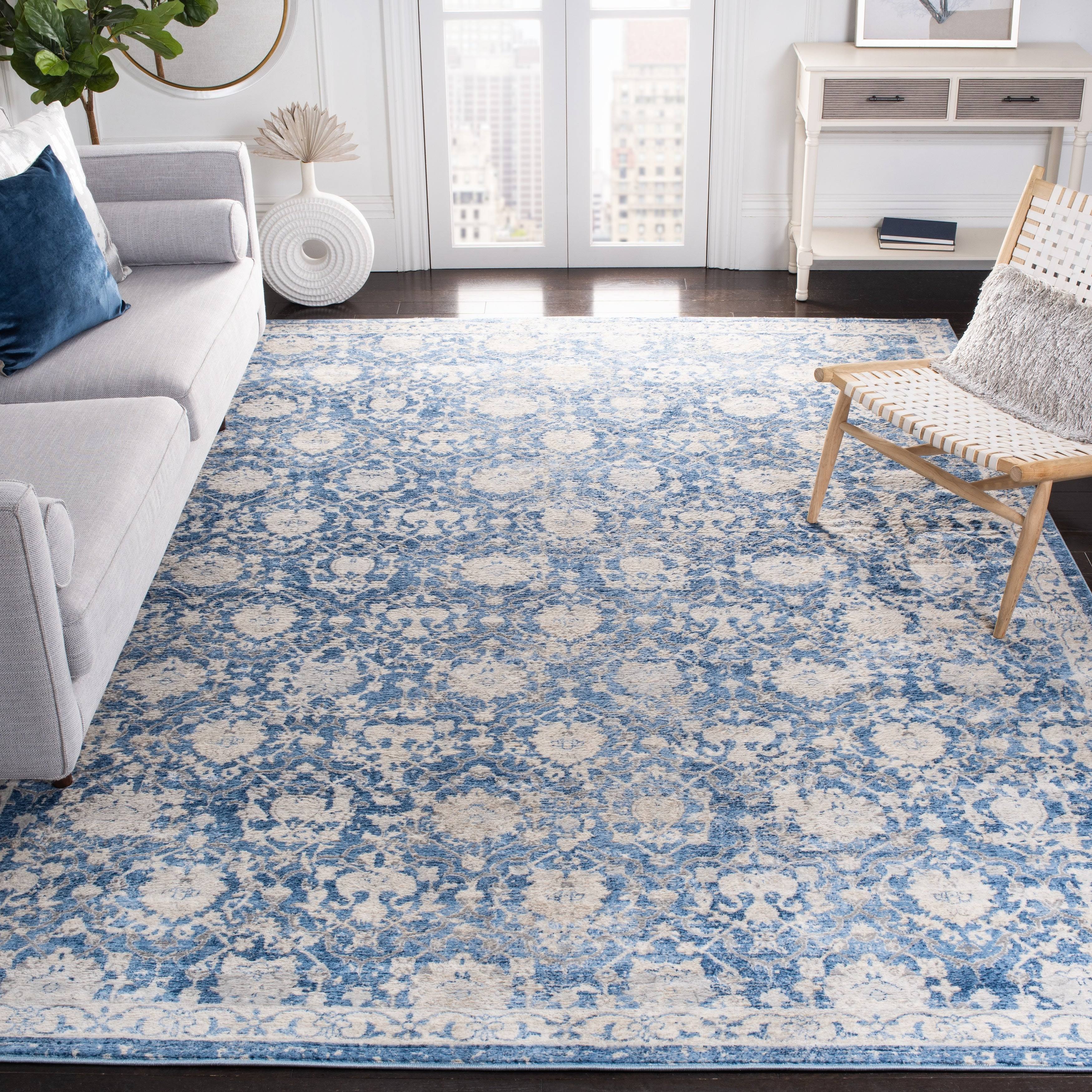 Safavieh Brentwood Bedinn Floral Area Rug, Navy/Cream, 12'x18', Size 12' x 18' YPUZ4U_D43Q Safavieh Brentwood Bedinn Floral Area Rug, Navy/Cream, 12'x18', Size 12' x 18' YPUZ4U_D43Q