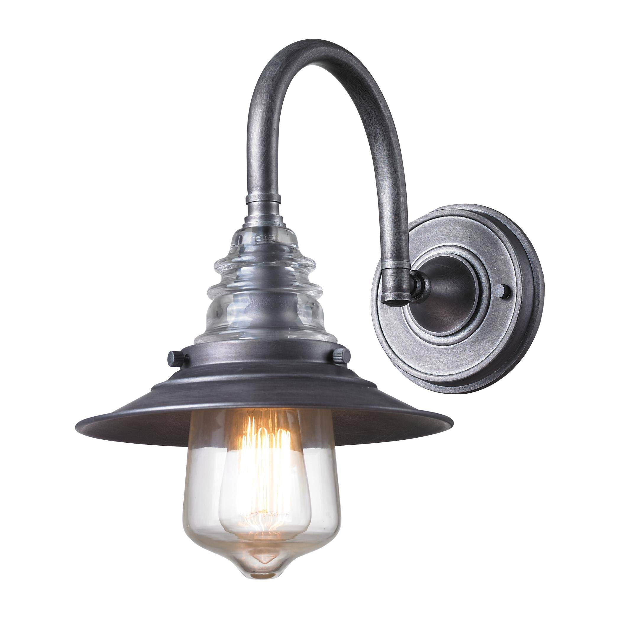 Elk Lighting 66822-1 Insulator Glass 1 Light Wall Sconce in Weathered O4AM79_BQUD Elk Lighting 66822-1 Insulator Glass 1 Light Wall Sconce in Weathered O4AM79_BQUD