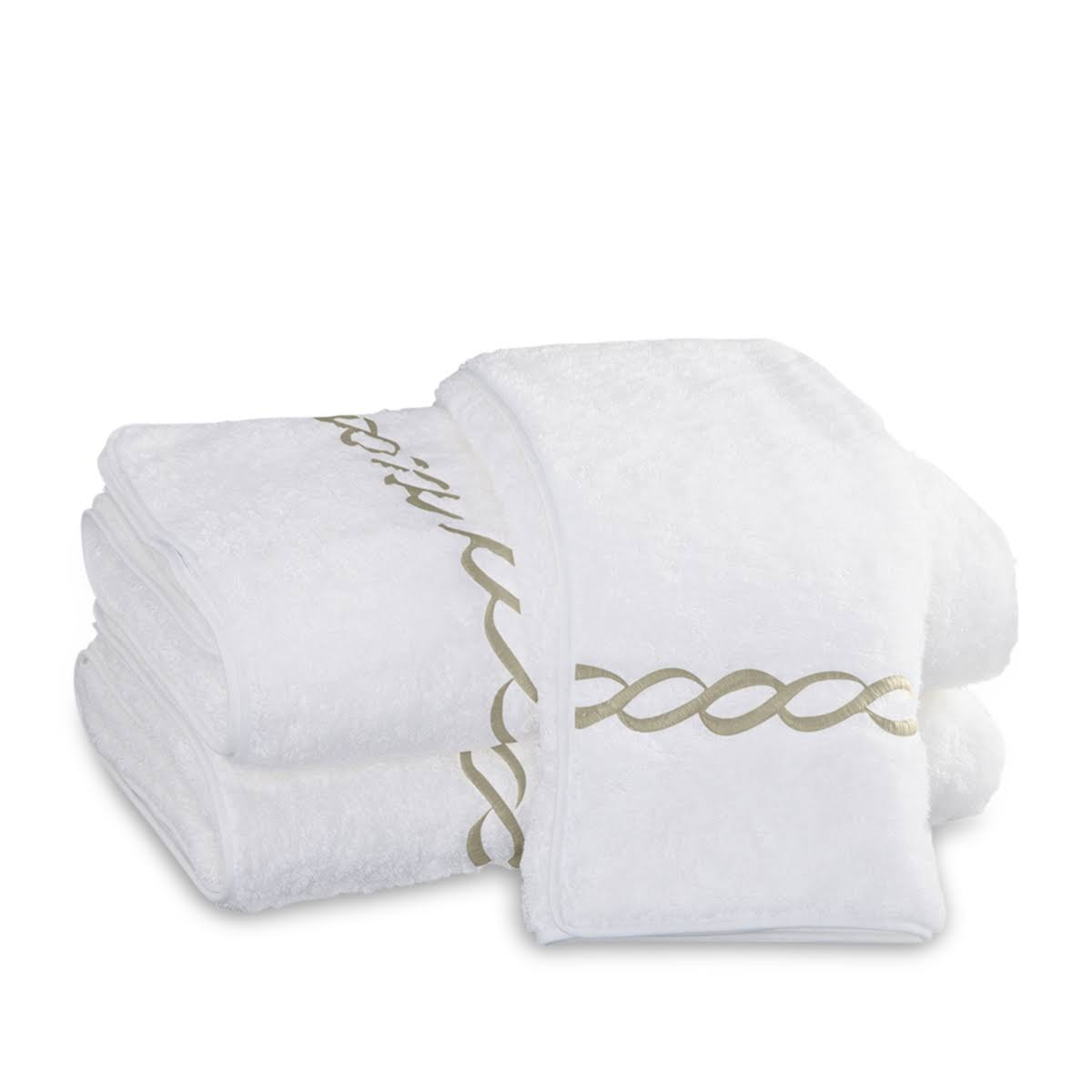 Matouk Classic Chain Bath Towel - White/Sand CUM3D6_DSWF