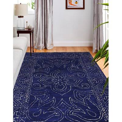 Banneker Hand Tufted Wool Navy Blue Rug Rug Size: Rectangle 5' x 7'6 K0JHSK_IQI5 Banneker Hand Tufted Wool Navy Blue Rug Rug Size: Rectangle 5' x 7'6 K0JHSK_IQI5