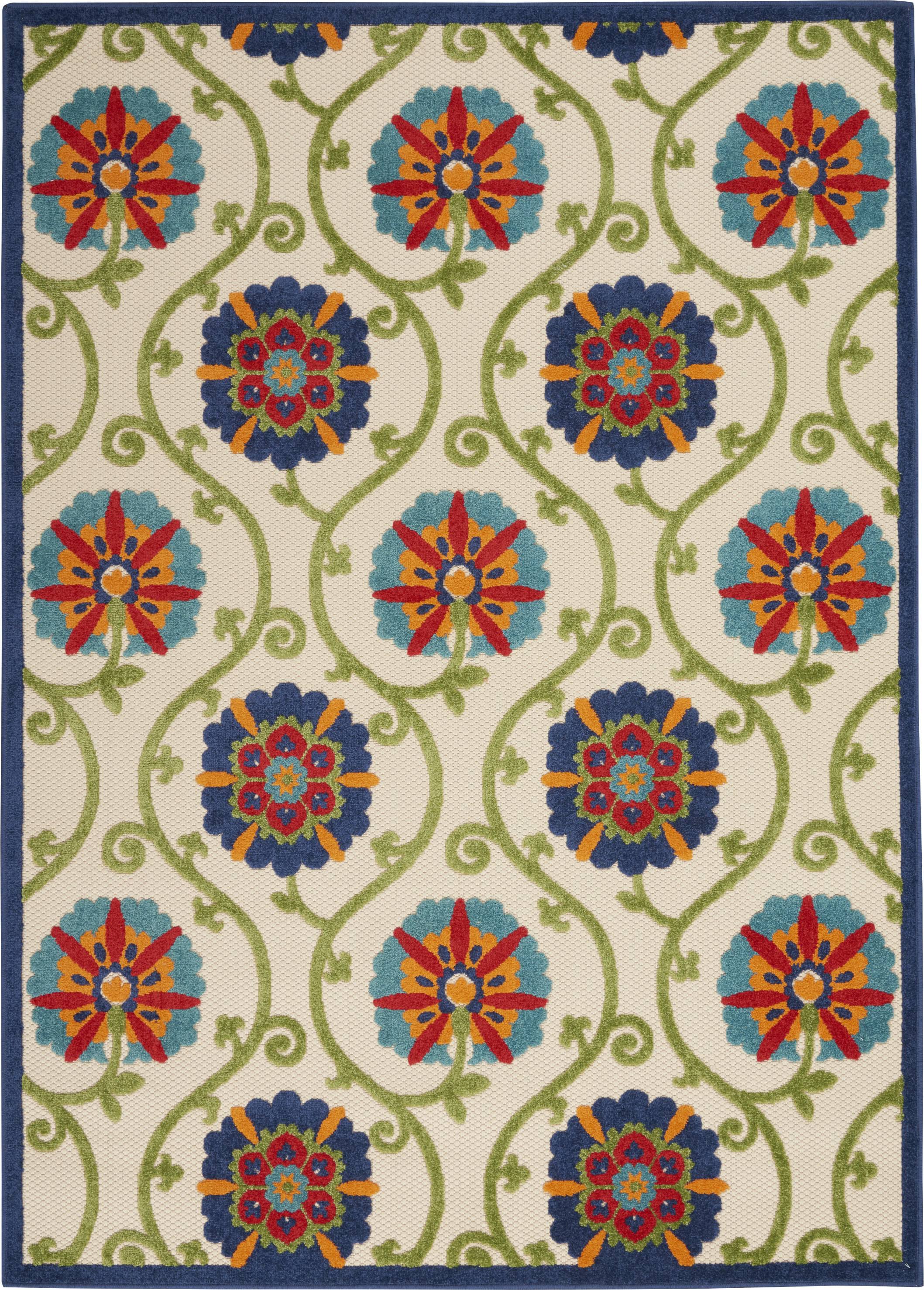 Nourison ALH19 Aloha Blue/Multicolor Area Rug- 6' x 9' UBMPOR_09E8 Nourison ALH19 Aloha Blue/Multicolor Area Rug- 6' x 9' UBMPOR_09E8