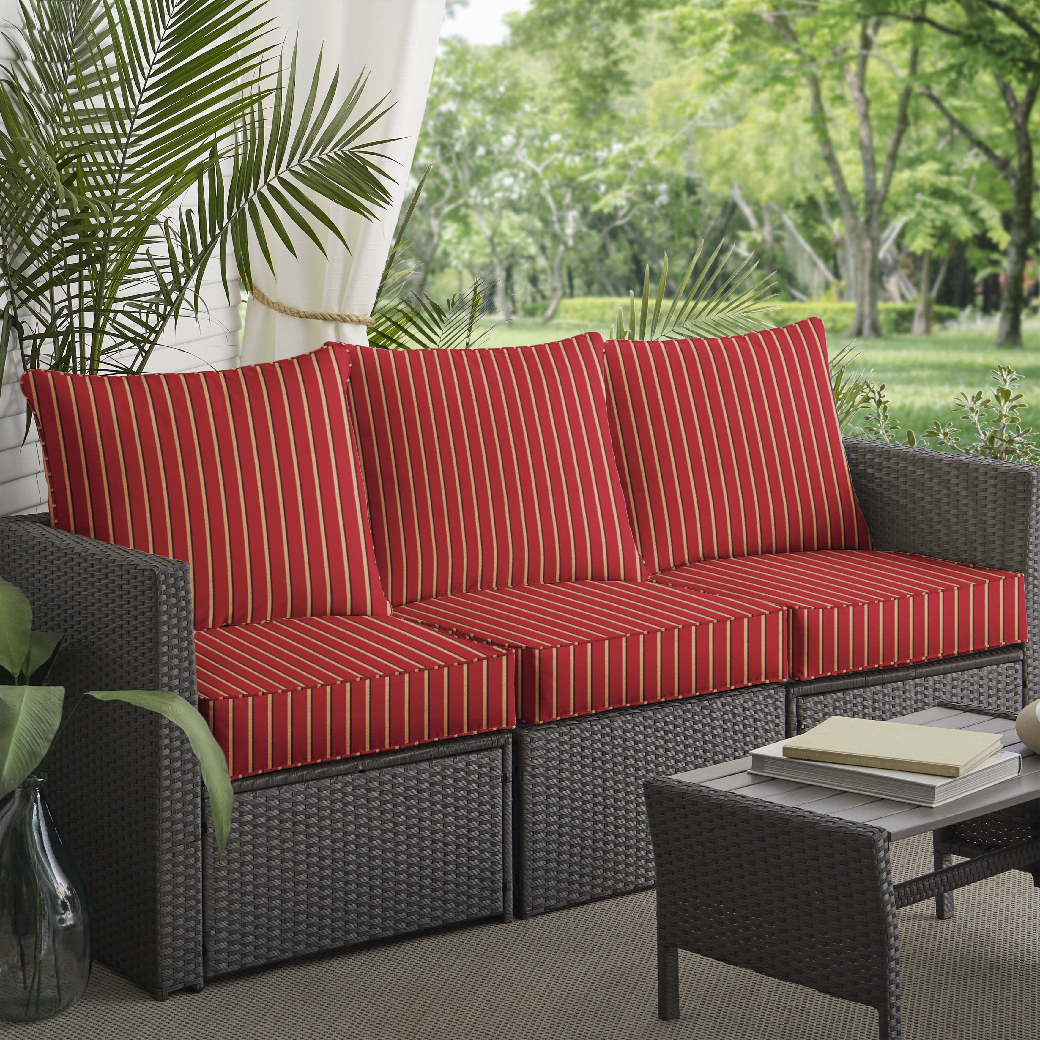 Mozaic Clara Indoor/ Outdoor Wicker Sofa Cushion Set Made with Sunbrella ZHXGE0_O7V8 Mozaic Clara Indoor/ Outdoor Wicker Sofa Cushion Set Made with Sunbrella ZHXGE0_O7V8