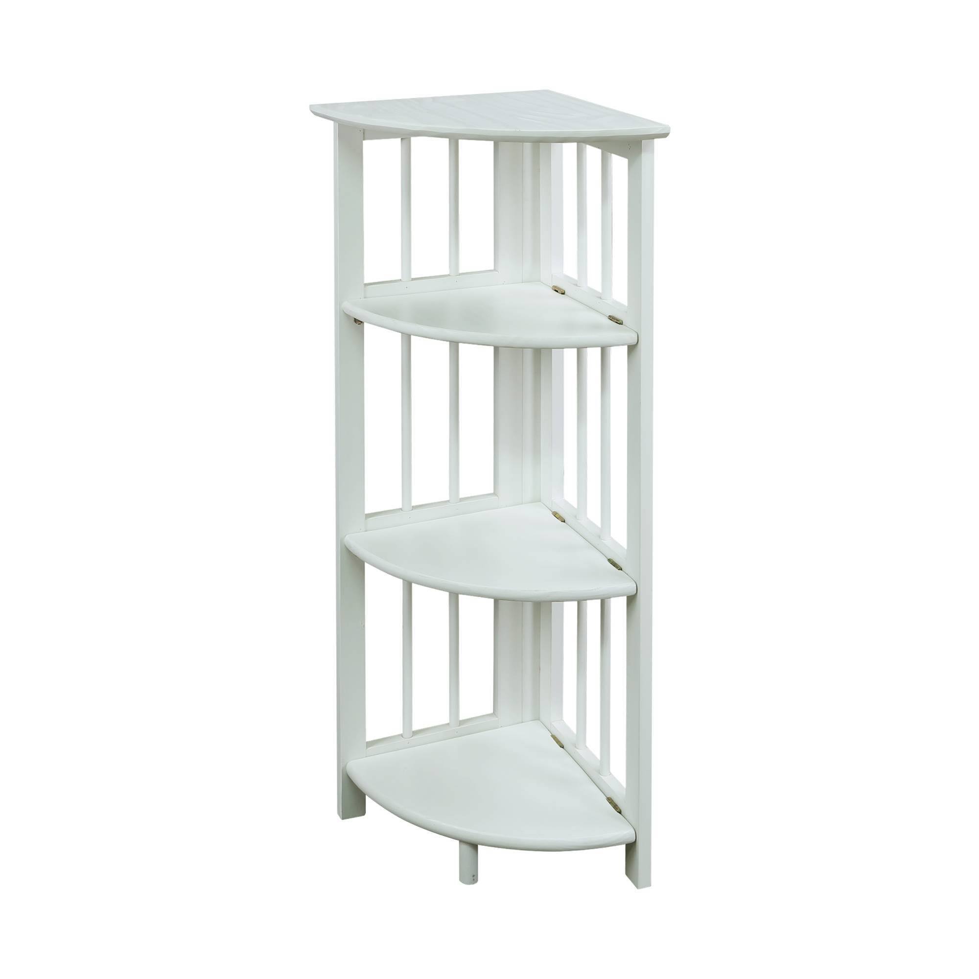 Flora Home 4-Shelf Corner Folding Bookcase, White QGSOFH_5B9B Flora Home 4-Shelf Corner Folding Bookcase, White QGSOFH_5B9B