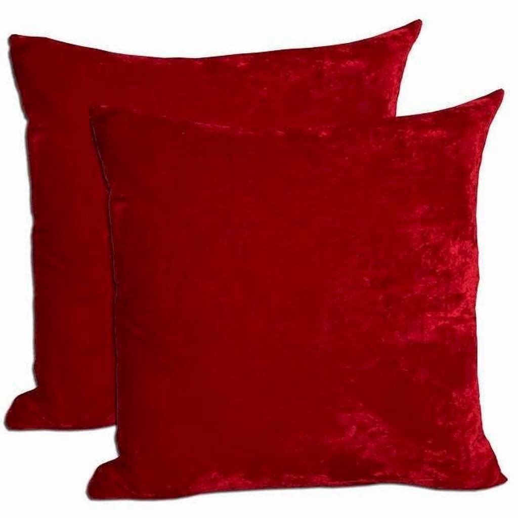 Red Velvet Feather and Down Filled Throw Pillows (Set of 2) BNDEFU_DS8E Red Velvet Feather and Down Filled Throw Pillows (Set of 2) BNDEFU_DS8E