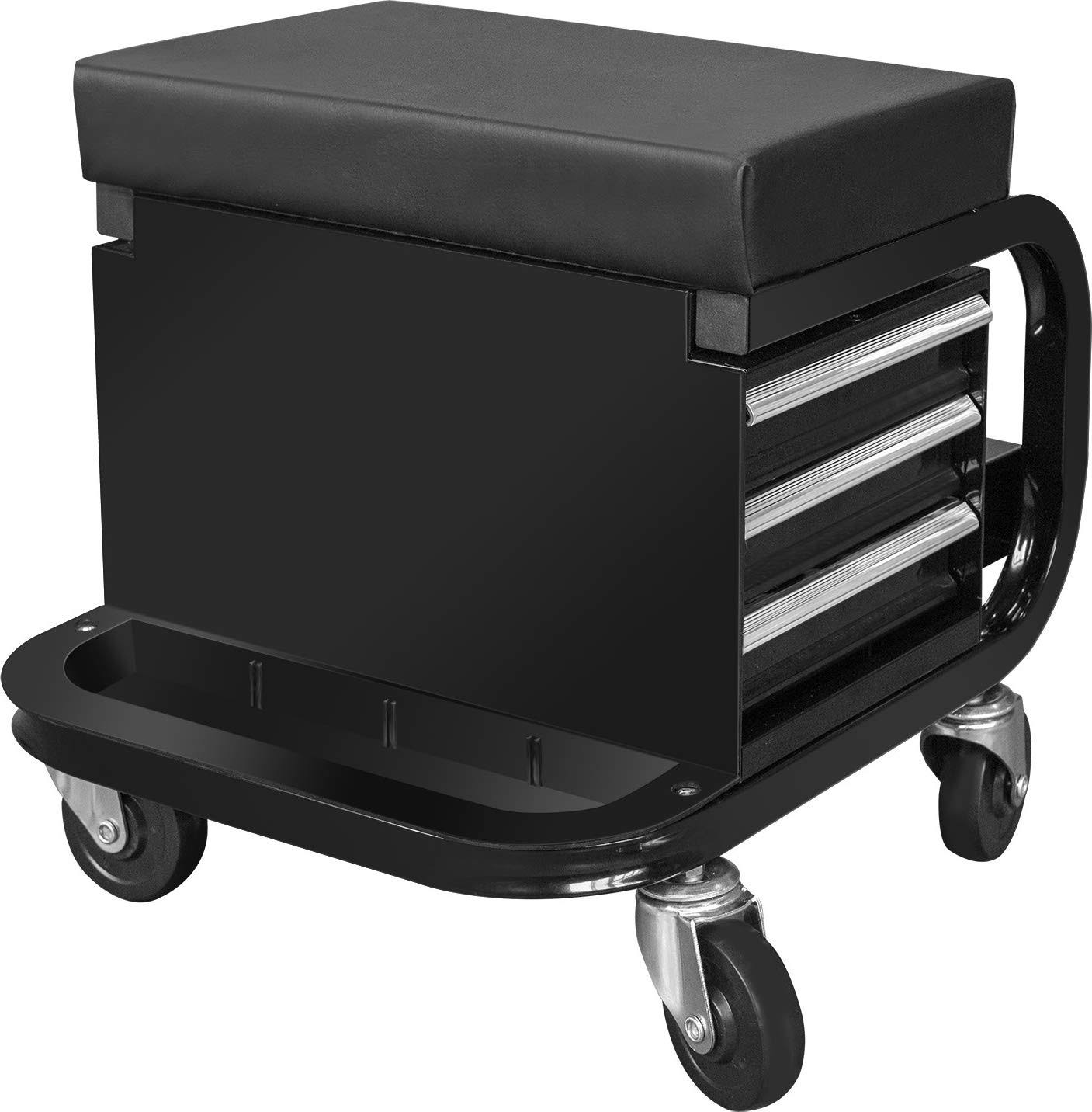 Big Red APD2016AR Torin Rolling Tool Chest/Tool Box with 3 Drawers and Wheels, Padded Mechanic Stool Creeper SEAT, RP0F6X_5TU1 Big Red APD2016AR Torin Rolling Tool Chest/Tool Box with 3 Drawers and Wheels, Padded Mechanic Stool Creeper SEAT, RP0F6X_5TU1