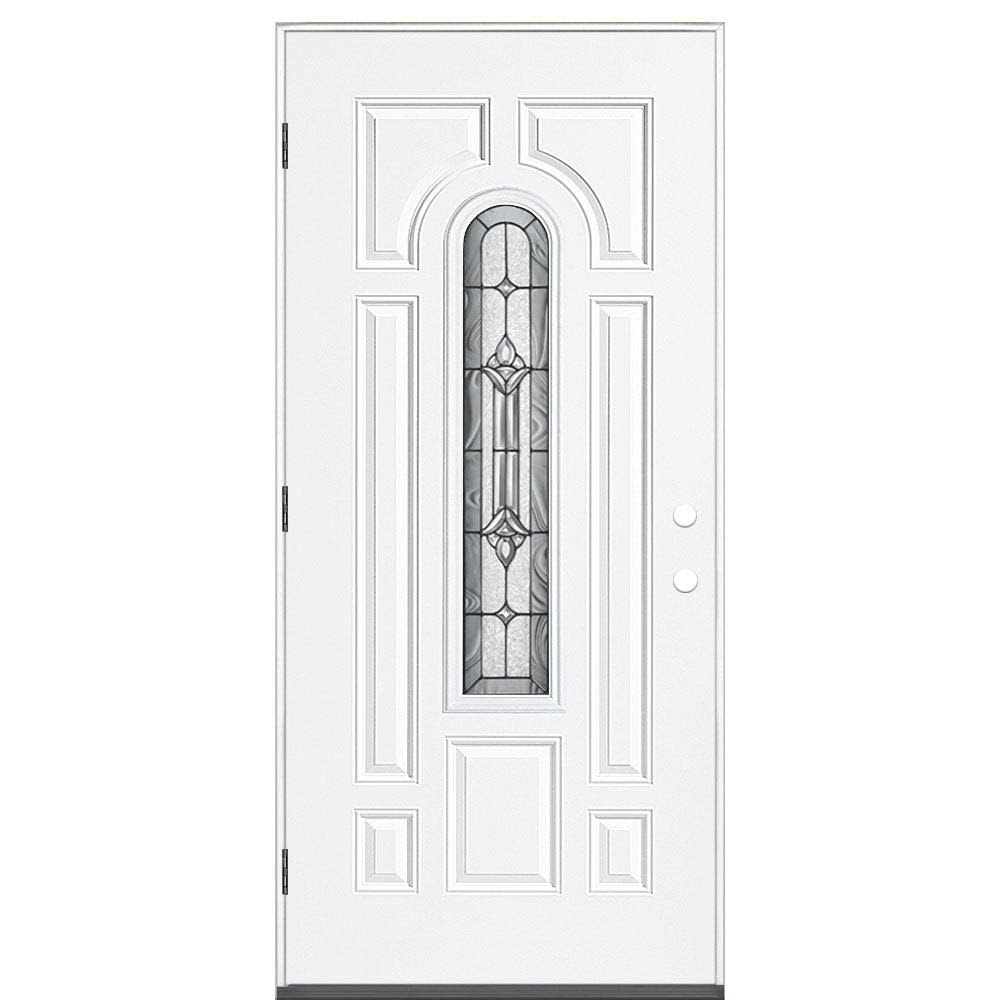 Masonite 36 in. x 80 in. Providence Center Arch Right-Hand Outswing Primed Steel Prehung Front Exterior 27OEVD_QCSX Masonite 36 in. x 80 in. Providence Center Arch Right-Hand Outswing Primed Steel Prehung Front Exterior 27OEVD_QCSX