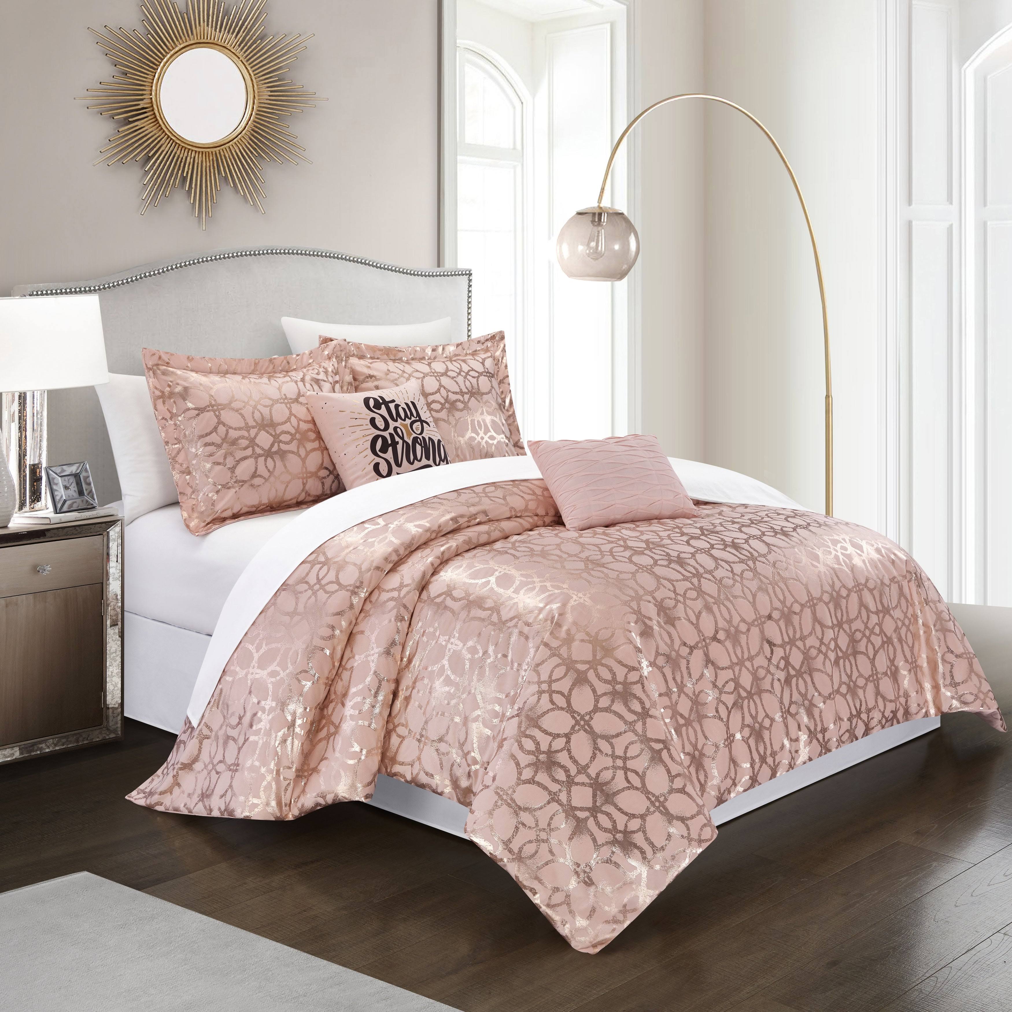 Chic Home Shea 9 Piece Metallic Pattern Bed in A Bag Comforter Set - Blush - F6HZAW_2O3A Chic Home Shea 9 Piece Metallic Pattern Bed in A Bag Comforter Set - Blush - F6HZAW_2O3A