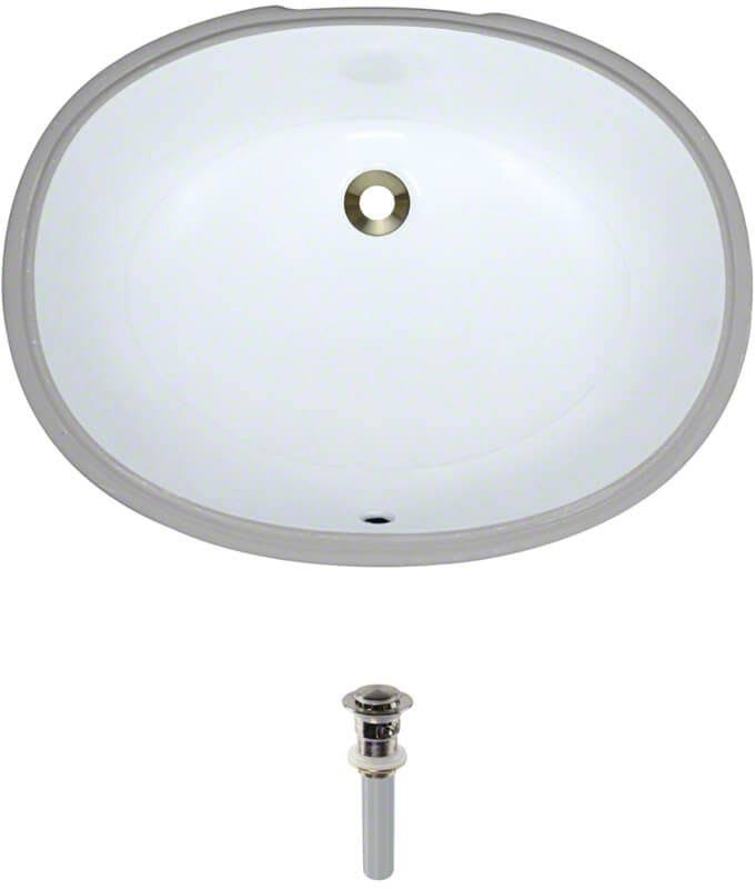 Rene R2-1005-W-PUD White Oval Porcelain Bathroom Sink with Standard Pop-Up Drain Brushed 4ZSEVB_0HYH Rene R2-1005-W-PUD White Oval Porcelain Bathroom Sink with Standard Pop-Up Drain Brushed 4ZSEVB_0HYH