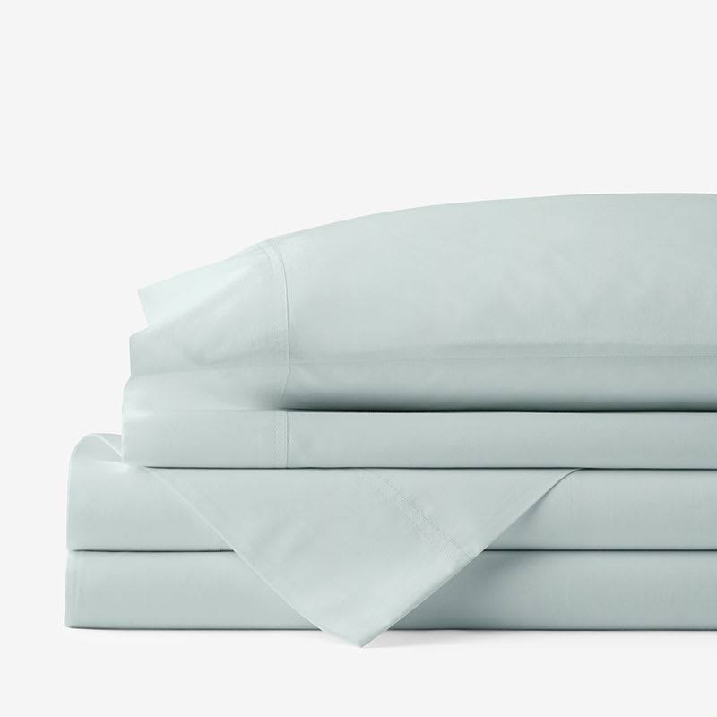 The Company Store Company Cotton 4-Piece Sea Mist Solid 300-Thread Count Cotton Percale Full Sheet ZX3VRH_KSKX The Company Store Company Cotton 4-Piece Sea Mist Solid 300-Thread Count Cotton Percale Full Sheet ZX3VRH_KSKX