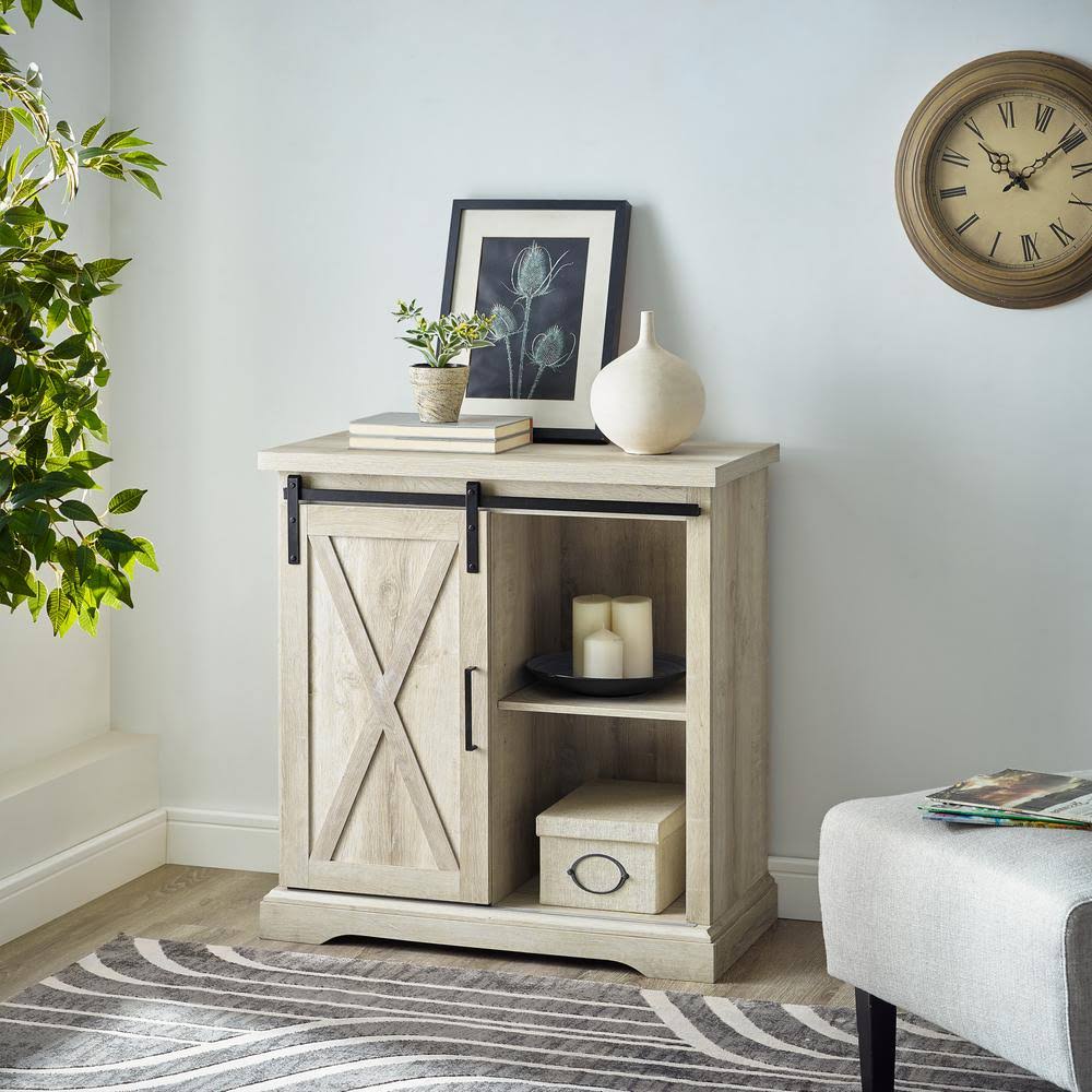 Walker Edison Furniture Company 32 in. White Oak Rustic Farmhouse Sliding Barn Door Accent OGIICZ_YY3E Walker Edison Furniture Company 32 in. White Oak Rustic Farmhouse Sliding Barn Door Accent OGIICZ_YY3E