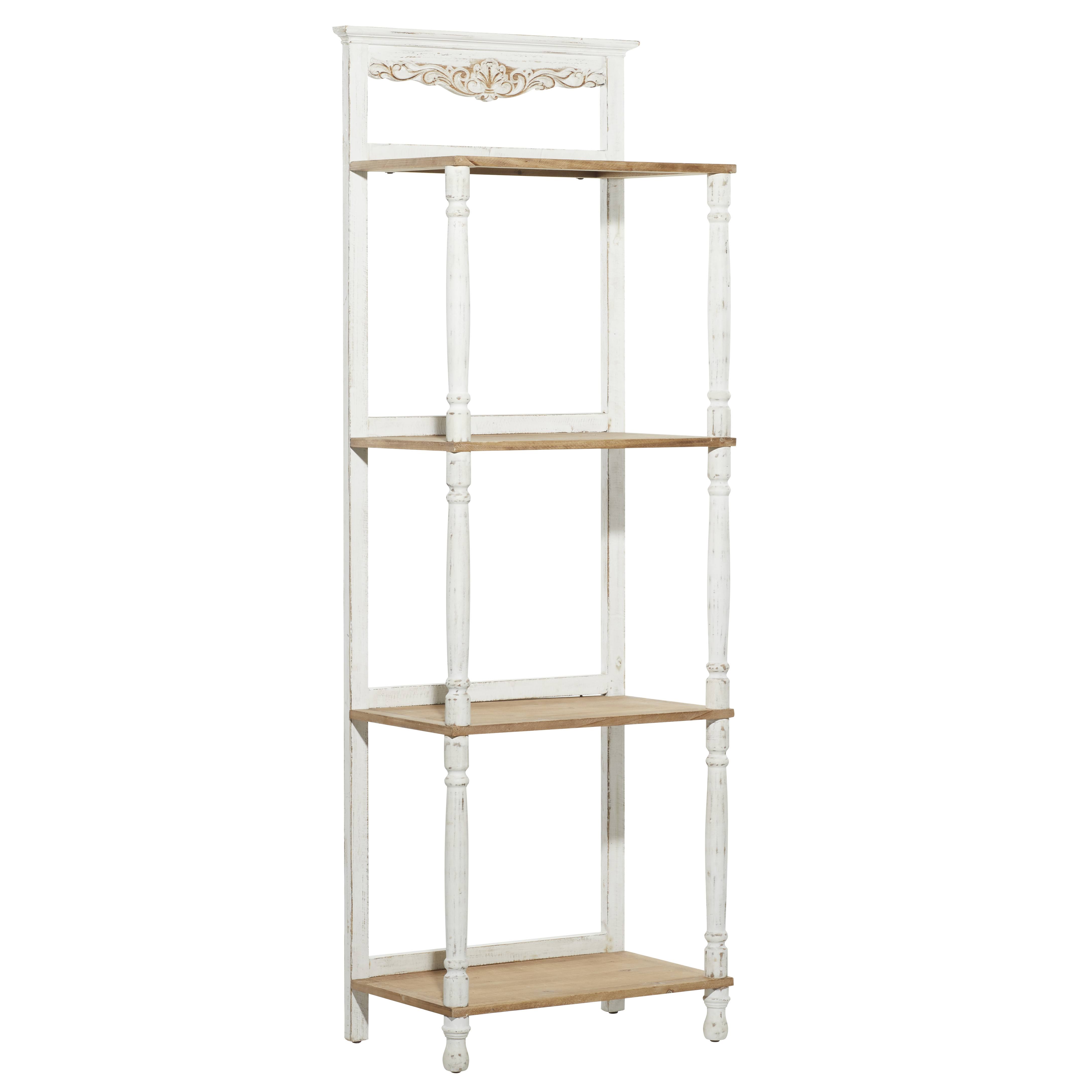 White Wood Farmhouse Shelving Unit 71 x 25 x 14 - KJANCG_3CY4 White Wood Farmhouse Shelving Unit 71 x 25 x 14 - KJANCG_3CY4