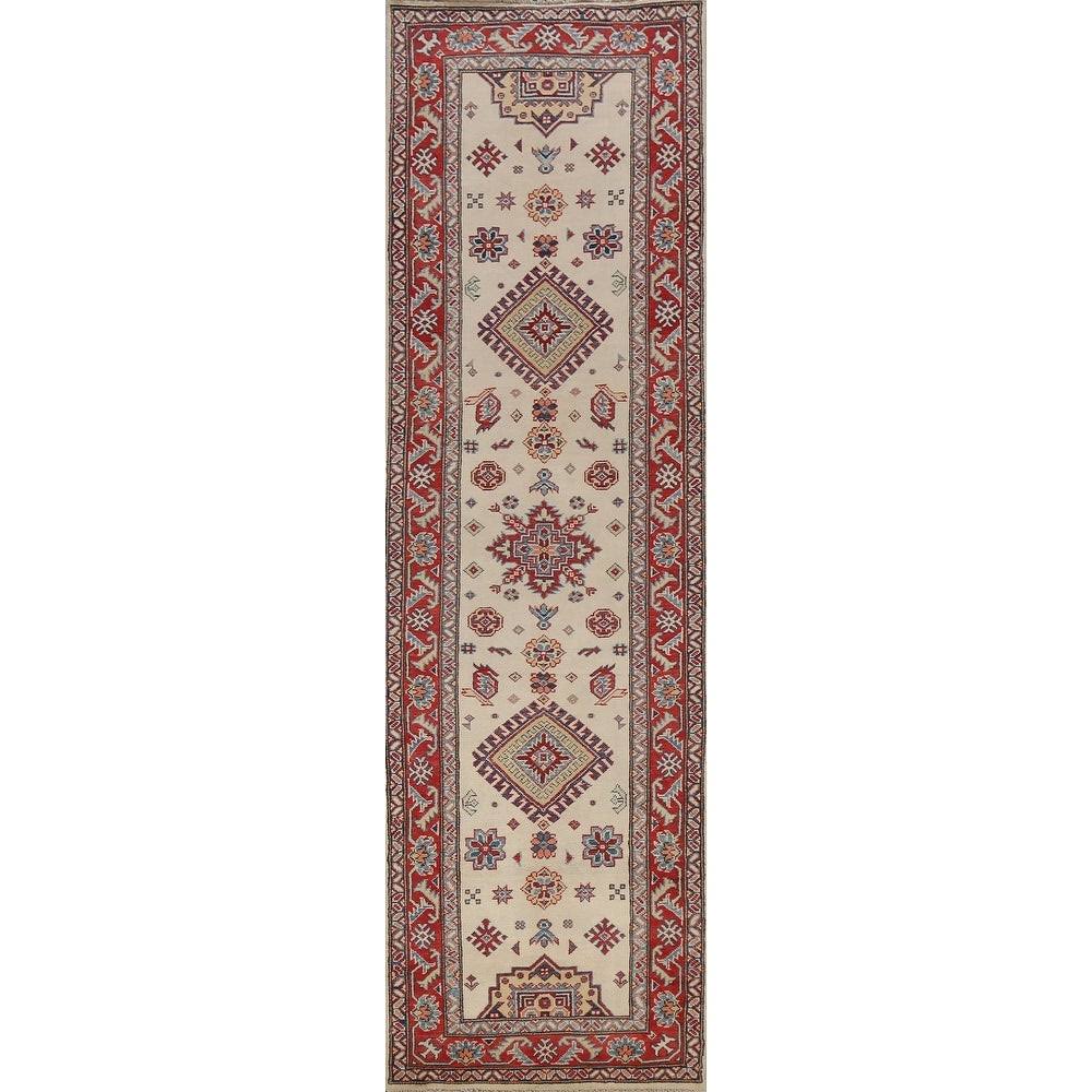 Geometric Kazak Oriental Runner Rug Wool Handmade Traditional Carpet 3x10, 2ZIVPA_1NCK Geometric Kazak Oriental Runner Rug Wool Handmade Traditional Carpet 3x10, 2ZIVPA_1NCK