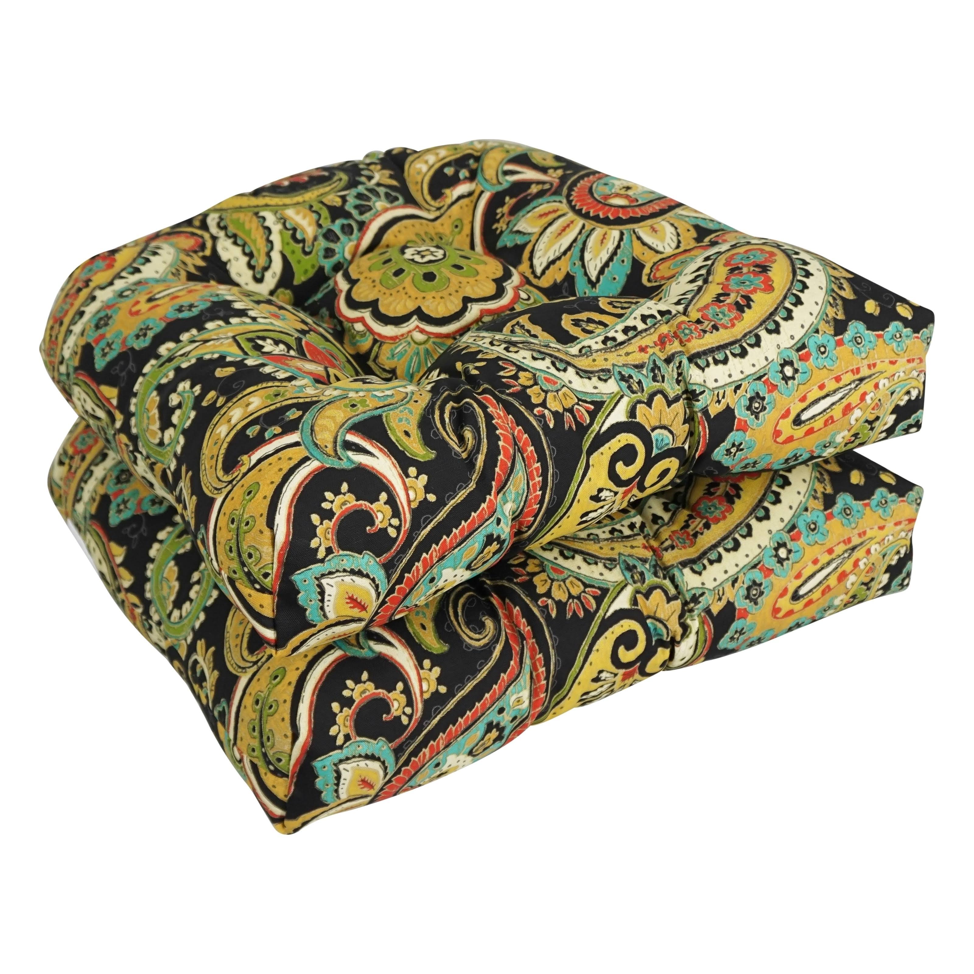 Blazing Needles 19-inch Indoor/Outdoor Chair Cushion (Set of 2) - Hadia Noir - 8BINFK_KQR5