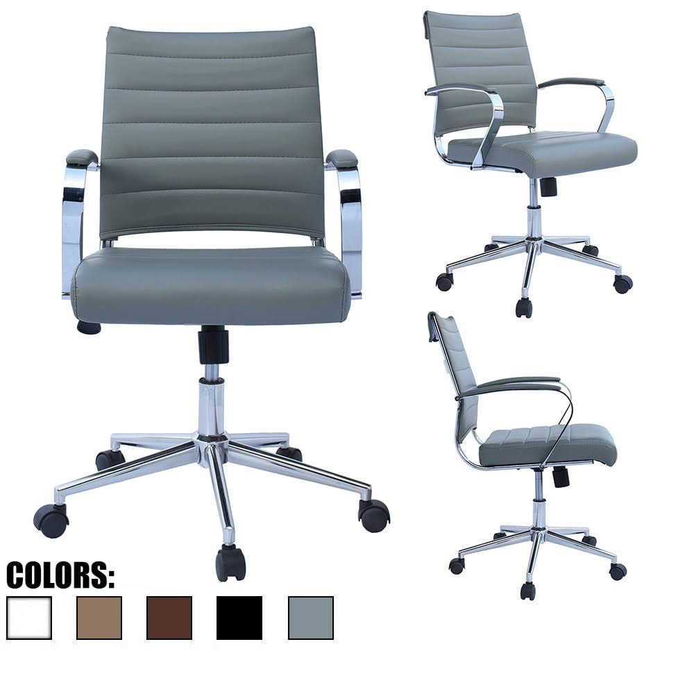 Modern Designer Mid-Back Ribbed Faux Leather Tilting Task Chair - IHCKCO_JGSO