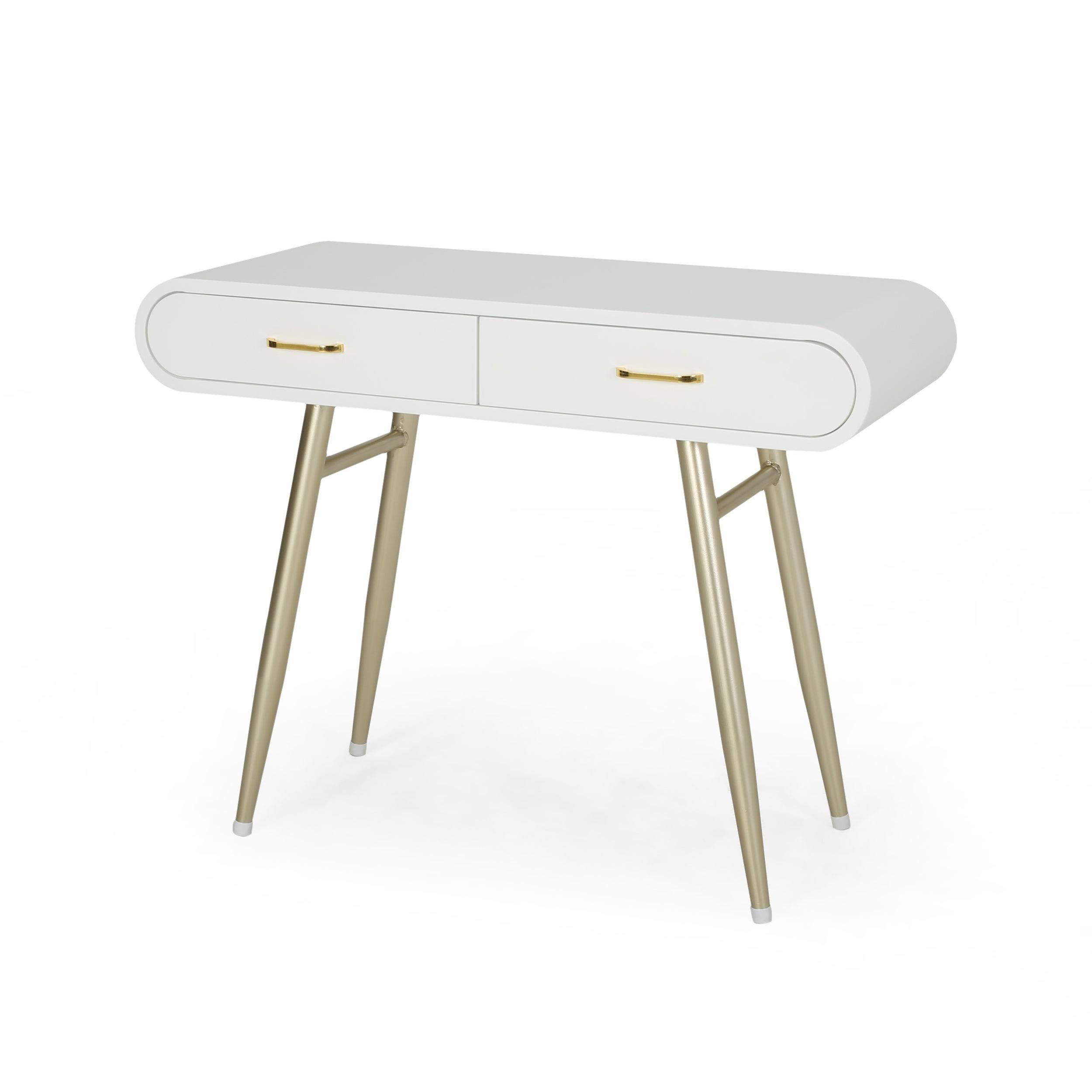 Christopher Knight Home Breenda Modern Faux Wood Vanity Table, White and Champagne ARSYFT_PTOE