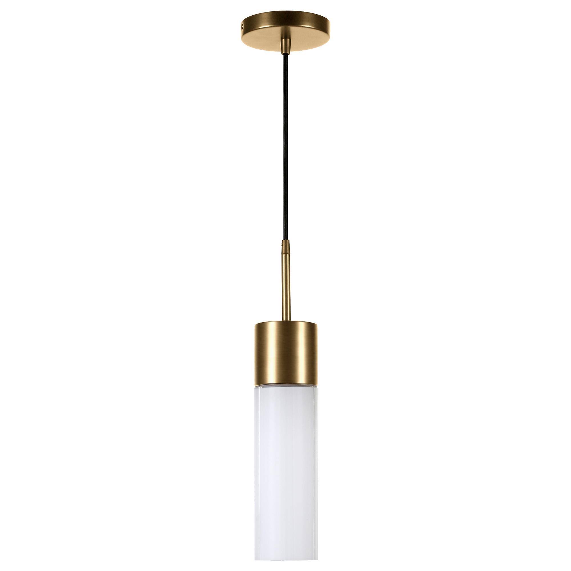 Lance Brass and Milk White Glass Pendant - Hudson Canal LQXQNN_BI2U