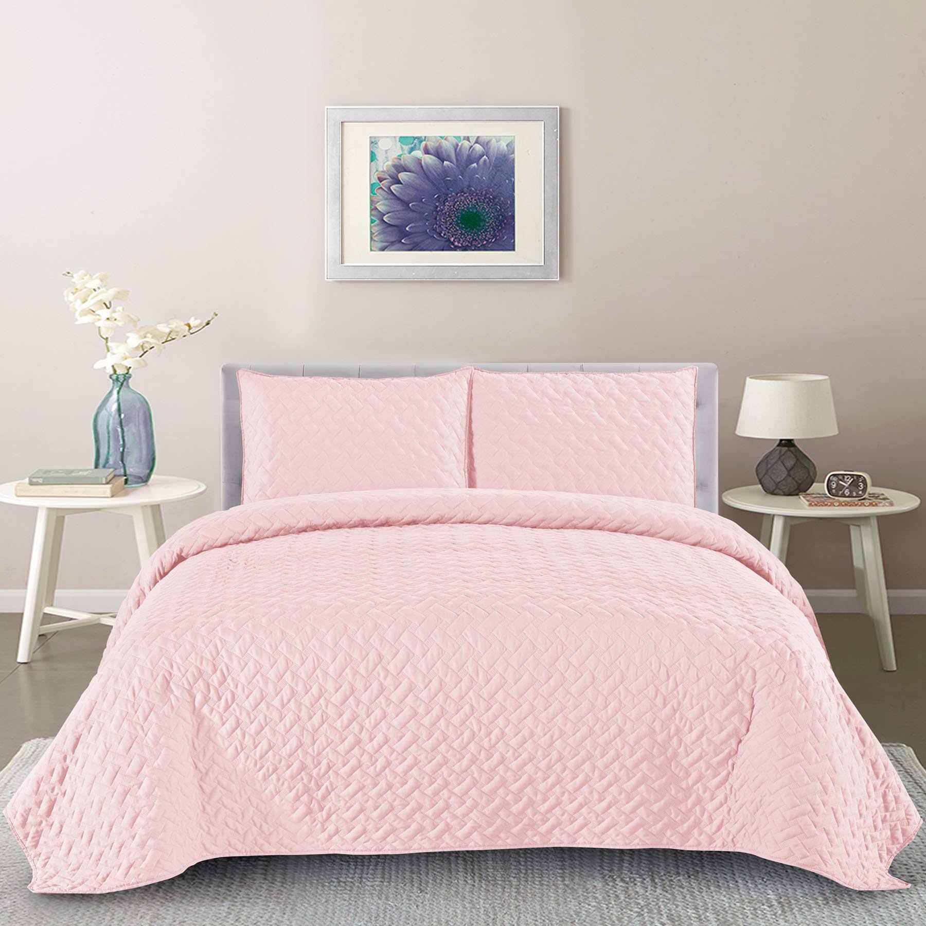 Sweet Home Collection Diamond Vintage Washed 2-Piece Quilt Pillow Sham Set - Gray - IFU7FZ_MOIJ