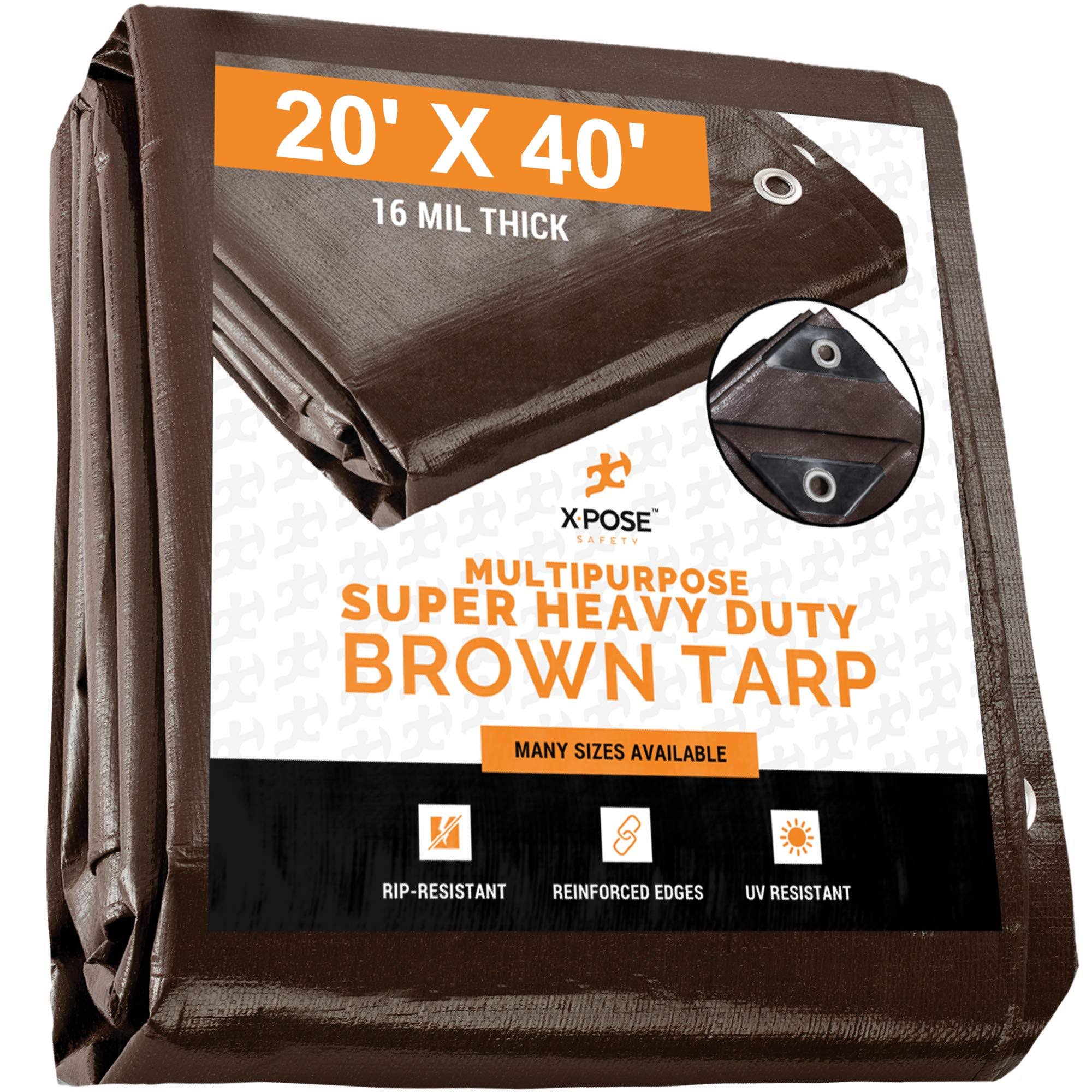 Super Heavy Duty 16 Mil Brown Poly Tarp (20' x 40') BTMTGU_PBIQ Super Heavy Duty 16 Mil Brown Poly Tarp (20' x 40') BTMTGU_PBIQ