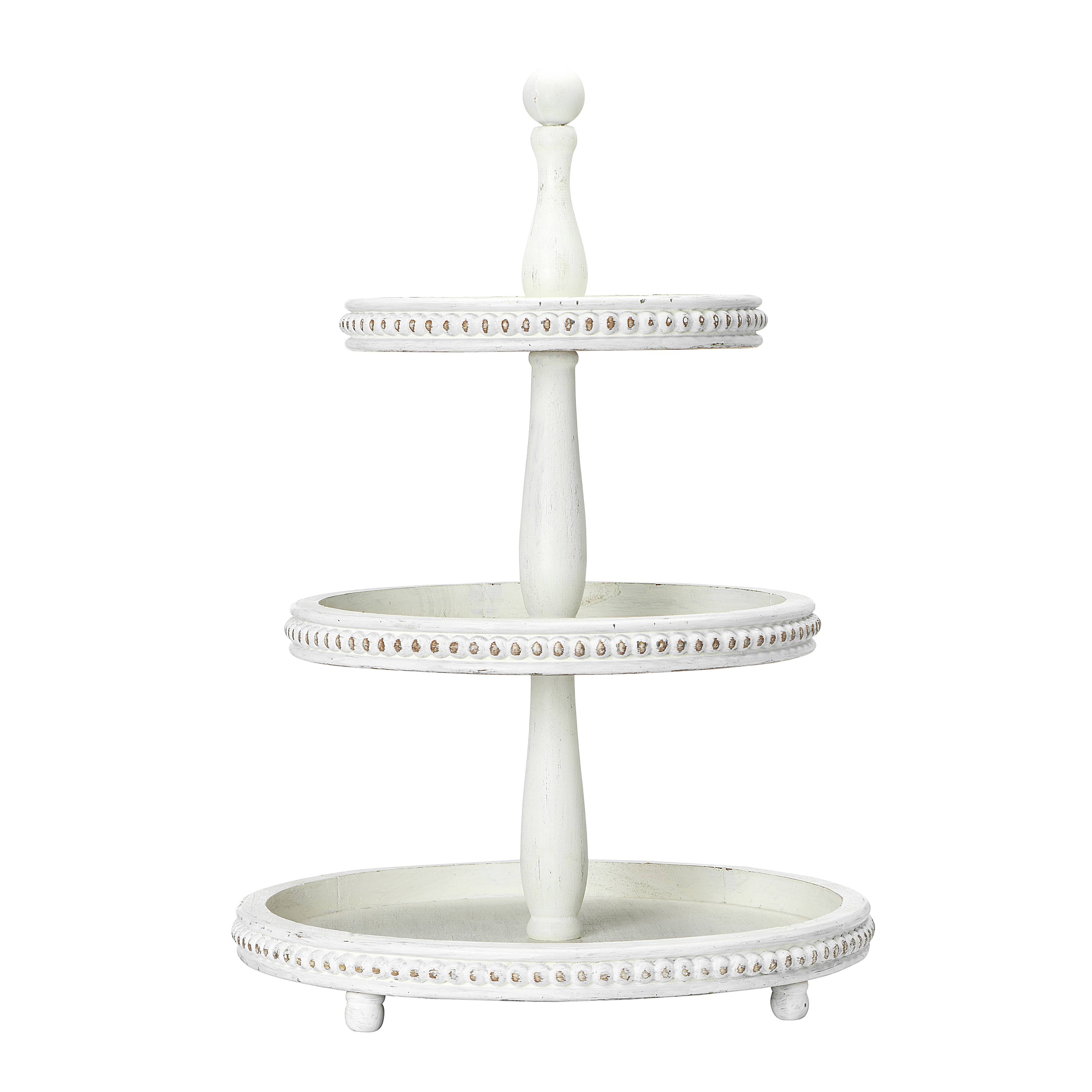 Creative Co-op EC0386 Round 3-Tier Decorative Wood, White OHCZX9_HWJO Creative Co-op EC0386 Round 3-Tier Decorative Wood, White OHCZX9_HWJO