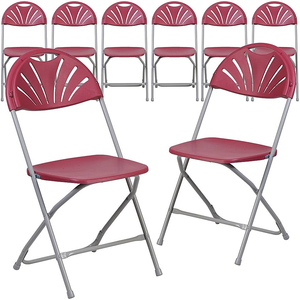Flash Furniture Fan Back Plastic Folding Chairs in Burgundy (Set of 8) W0VQCF_LYGL Flash Furniture Fan Back Plastic Folding Chairs in Burgundy (Set of 8) W0VQCF_LYGL