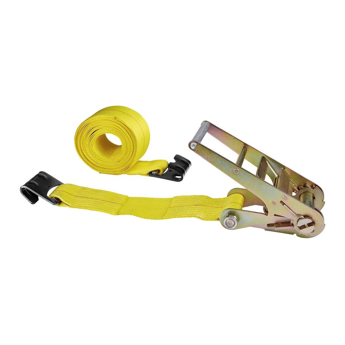 HAUL-MASTER 4 in. x 27 ft. Ratcheting Cargo Strap with Flat Hook EG9MUO_OBBV HAUL-MASTER 4 in. x 27 ft. Ratcheting Cargo Strap with Flat Hook EG9MUO_OBBV