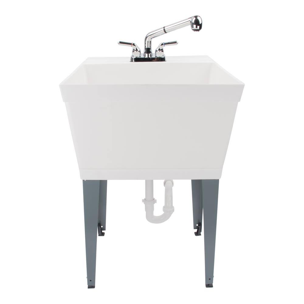 Exquisite 22.875 in. x 23.5 in. x 33.75 in. with Legs Thermoplastic Laundry Utility Tub All-in-One Kit, White 040 HETJDH_TKQT Exquisite 22.875 in. x 23.5 in. x 33.75 in. with Legs Thermoplastic Laundry Utility Tub All-in-One Kit, White 040 HETJDH_TKQT