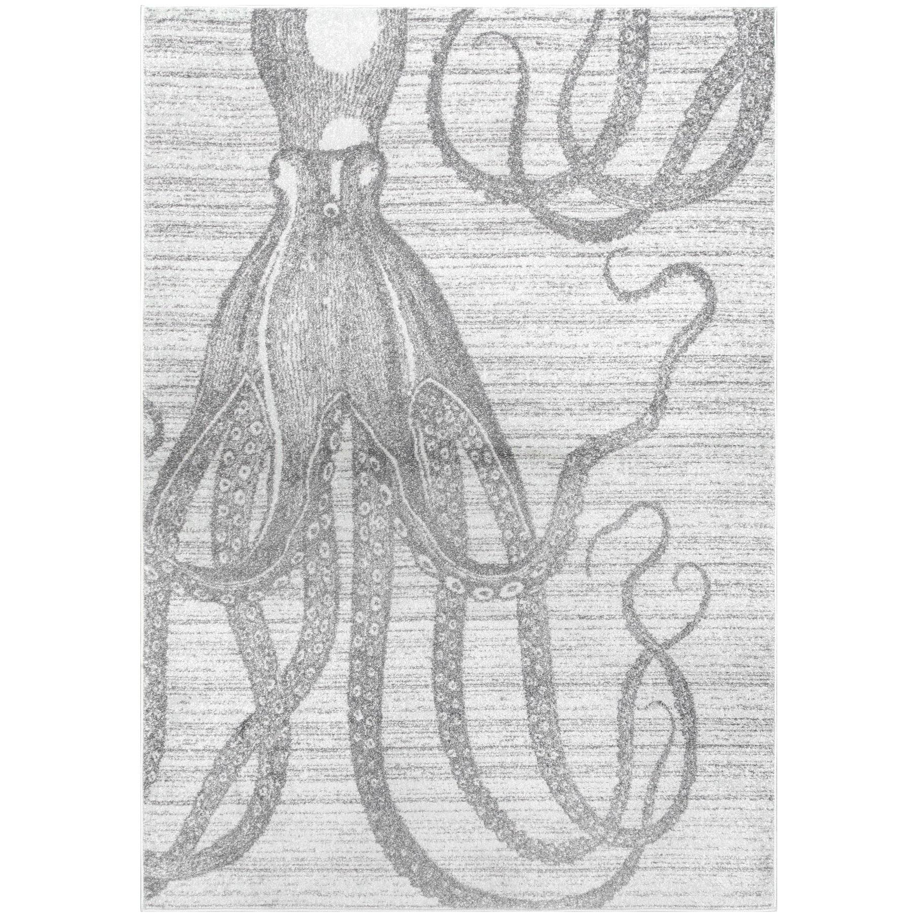 nuLOOM Thomas Paul Power Loomed Octopus Silver 4' x 6' Area M7RAGE_ZYIC nuLOOM Thomas Paul Power Loomed Octopus Silver 4' x 6' Area M7RAGE_ZYIC