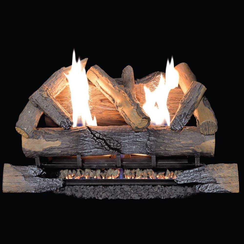 Duluth Forge Ventless Dual Fuel GAS Log Set - 24 in. Split Bark, 33,000 BTU, Remote Control - Model#Dls-24r-3, TCHYDH_7YZF Duluth Forge Ventless Dual Fuel GAS Log Set - 24 in. Split Bark, 33,000 BTU, Remote Control - Model#Dls-24r-3, TCHYDH_7YZF