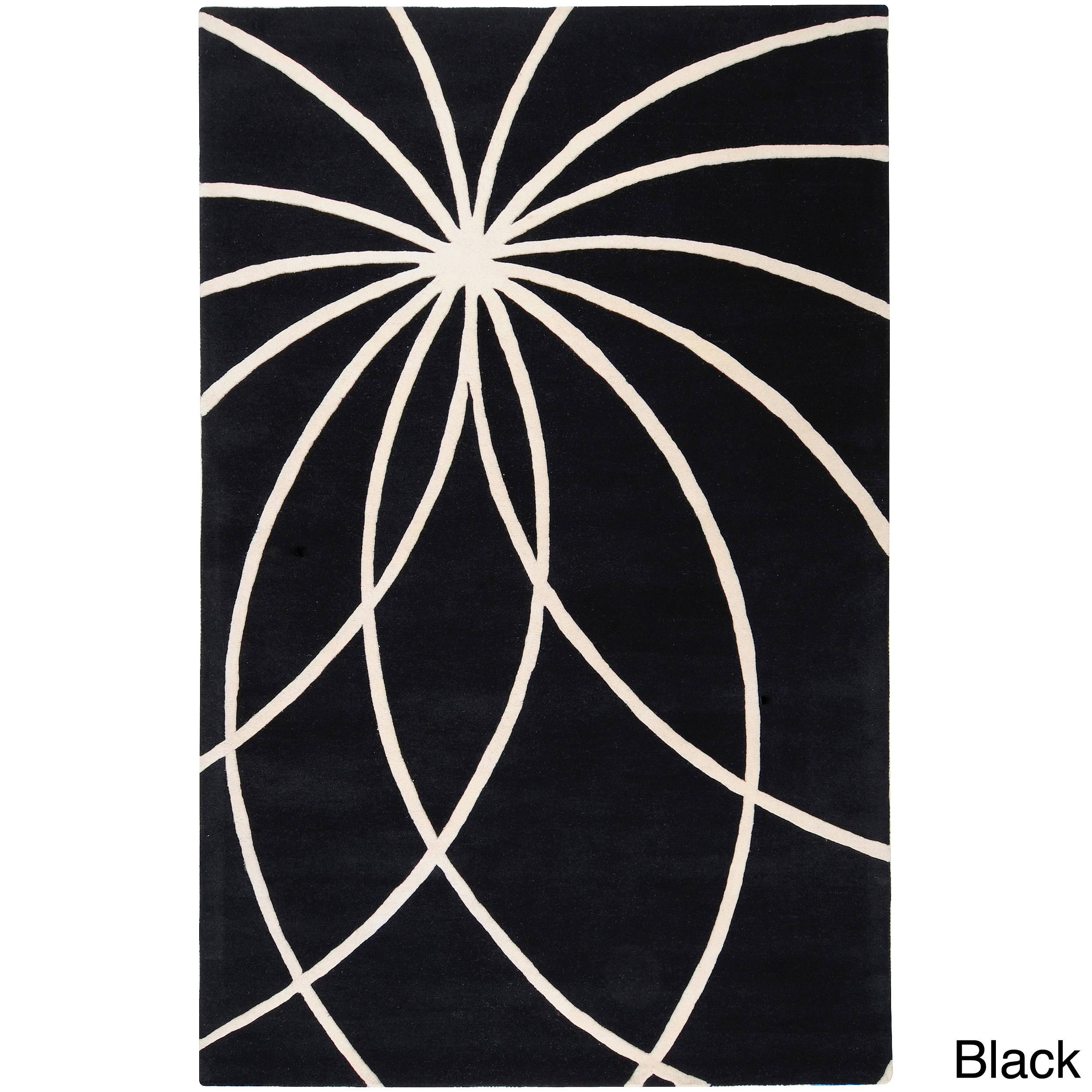 Hand Tufted Marne Floral Wool Area Rug - 2' x 3' Black 3PQZTU_JW54 Hand Tufted Marne Floral Wool Area Rug - 2' x 3' Black 3PQZTU_JW54
