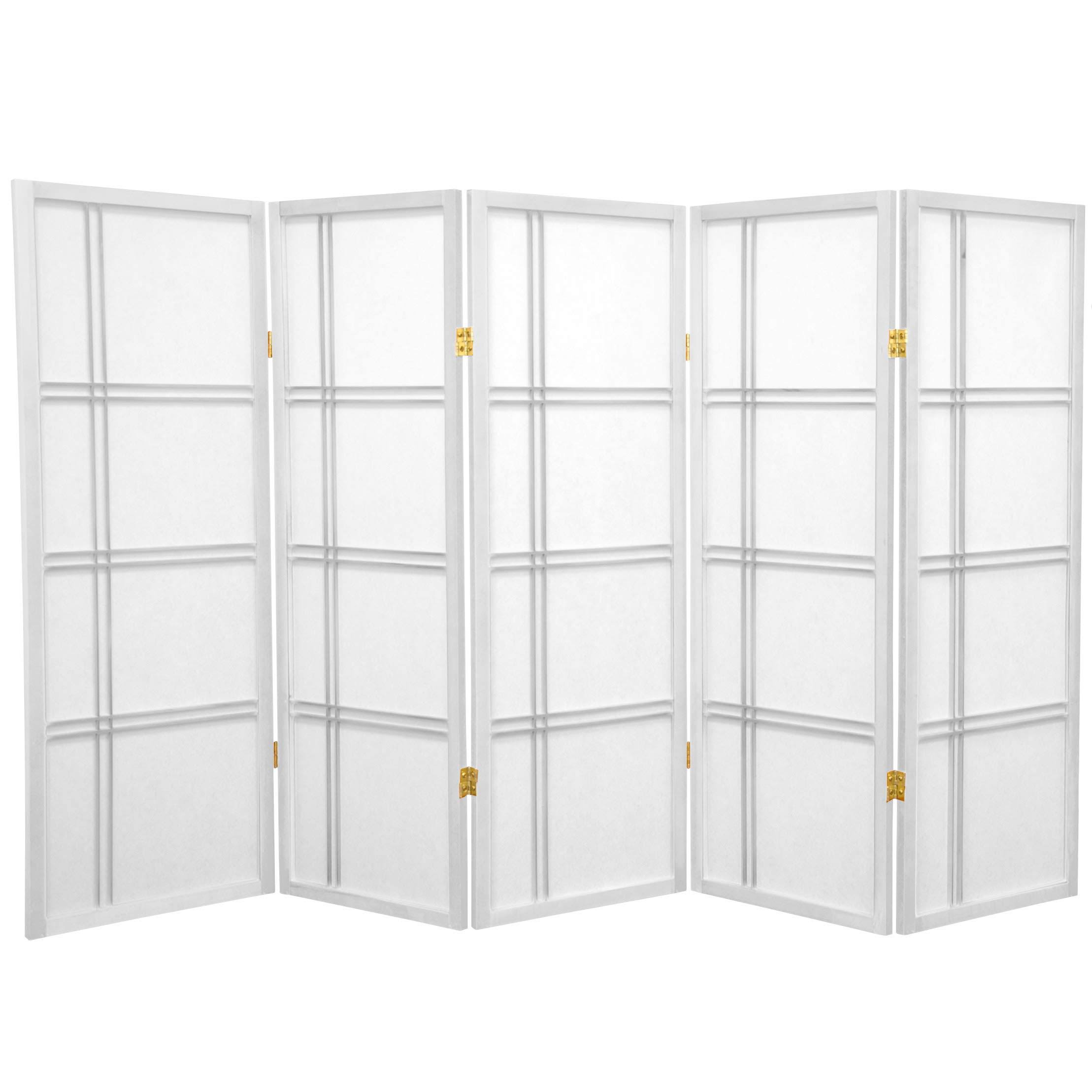 Oriental Furniture 4 ft. Tall Double Cross Shoji Screen - 5 Panel - CJ6MHI_YOVE Oriental Furniture 4 ft. Tall Double Cross Shoji Screen - 5 Panel - CJ6MHI_YOVE