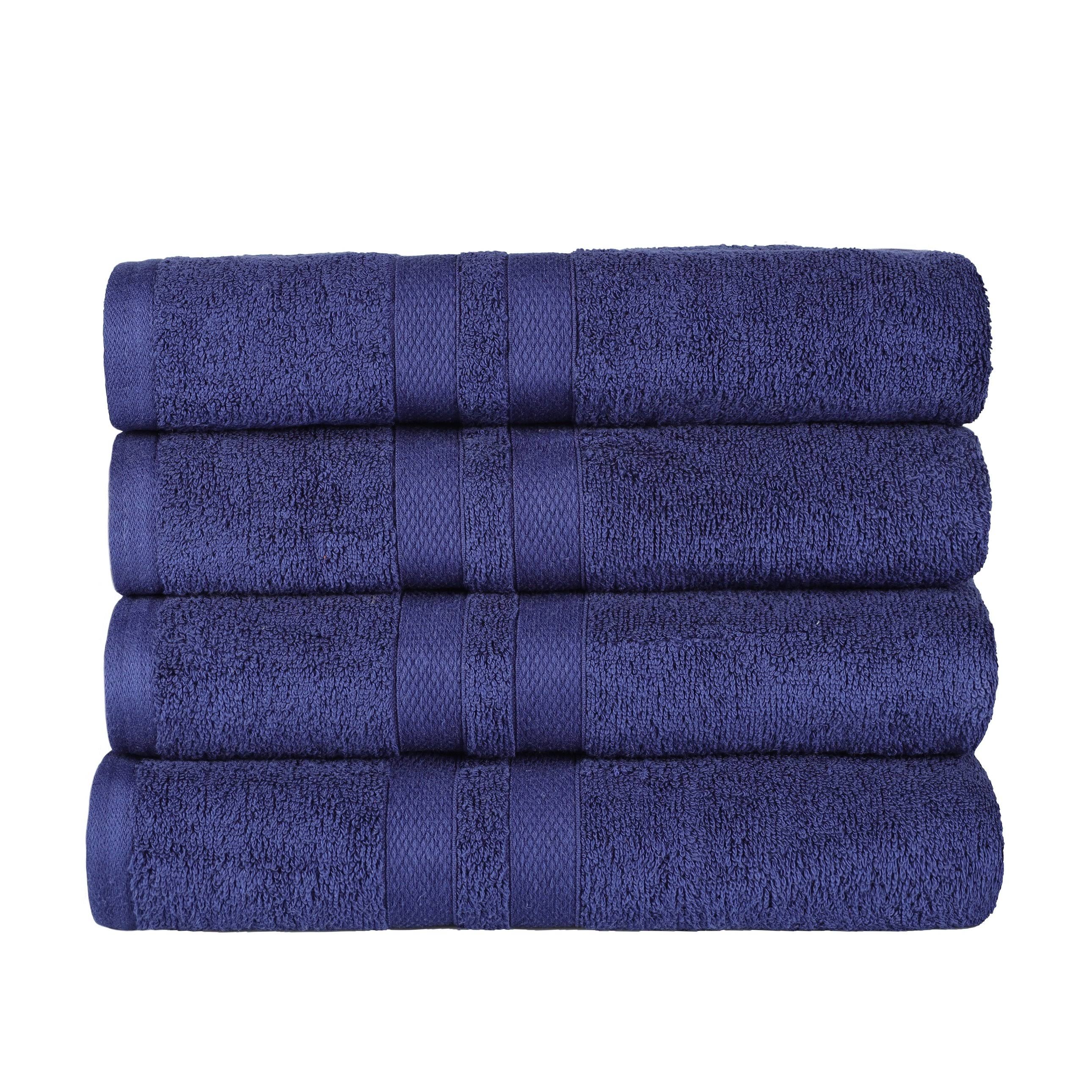 Superior by Home City Inc Quick Drying Cotton 4-Piece Highly Absorbent Bath Towel Set Navy 2OPOCZ_H3RL