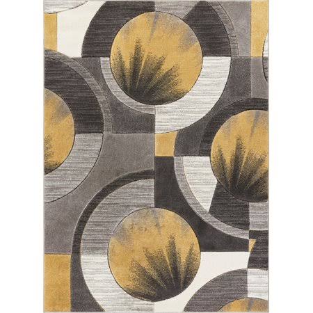 Well Woven Ruby Yolo Modern Contemporary Gold Abstract Shape 9'3 inch x 12'6 inch Area Rug, Size 9'3 inch x 12'6 E4FT4J_IXUR