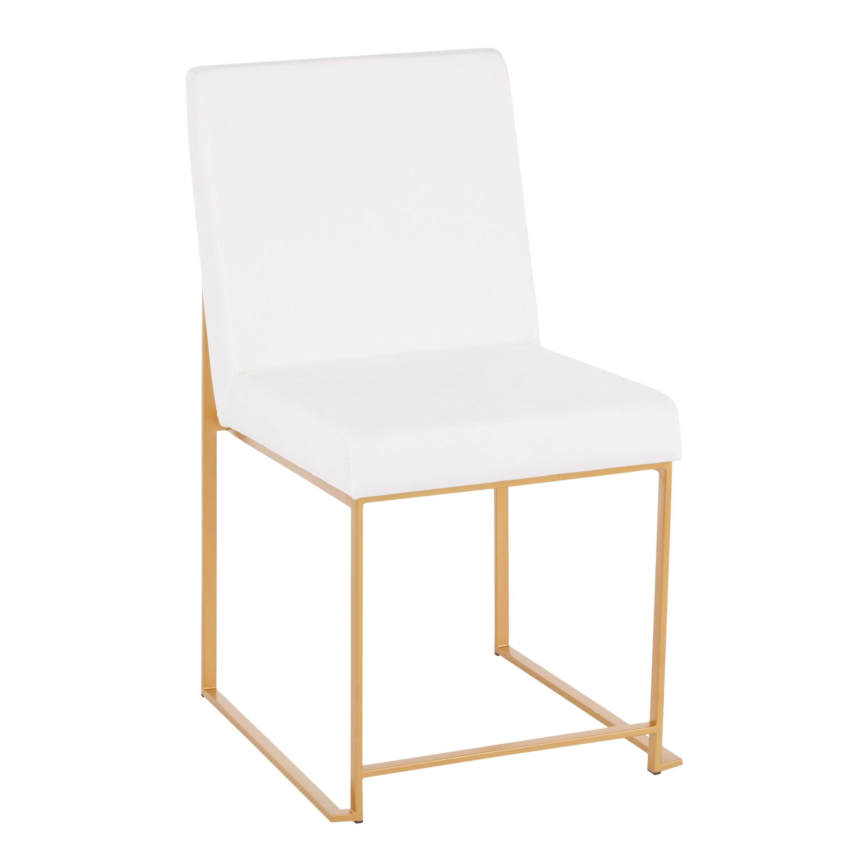 LumiSource High Back Fuji Dining Chair White Velvet Brushed Gold (Set of 2) NN2QGQ_CHG8 LumiSource High Back Fuji Dining Chair White Velvet Brushed Gold (Set of 2) NN2QGQ_CHG8