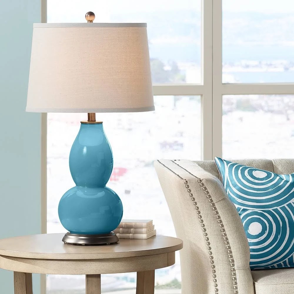 Color + Plus Great Falls Double Gourd Table Lamp, Blue 7JTTJY_V77B Color + Plus Great Falls Double Gourd Table Lamp, Blue 7JTTJY_V77B