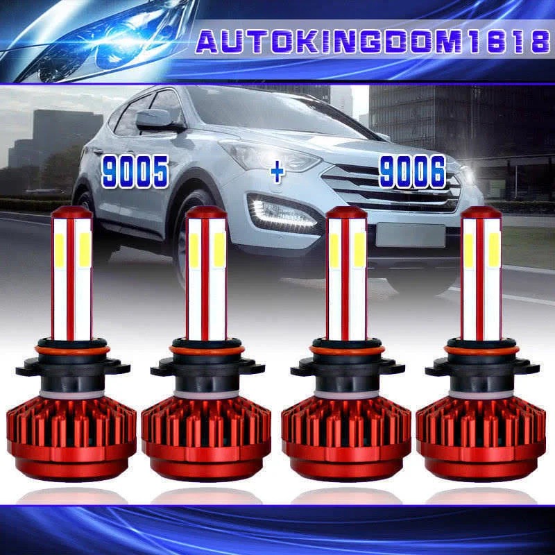 Lasfit 9005 + 9006 LED Headlight Bulbs Combo High Low Beam Bulbs Upgrade Flip Chips, 100W 10000LM 6000K White, 4pcs, LXAAZJ_W3QC
