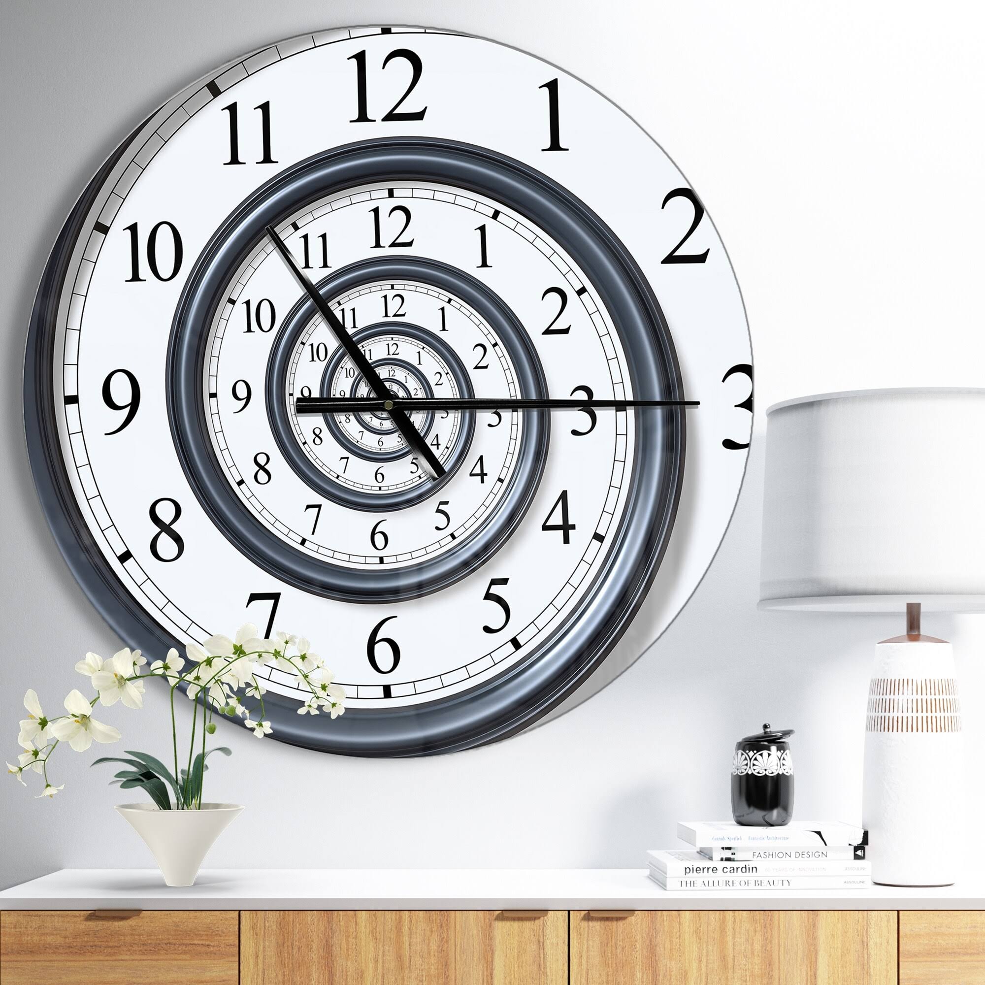Designart 'Time Spiral Analog Wall' Oversized Contemporary Wall Clock - 29 in. Wide x 29 in. CFPJHW_TNMI Designart 'Time Spiral Analog Wall' Oversized Contemporary Wall Clock - 29 in. Wide x 29 in. CFPJHW_TNMI