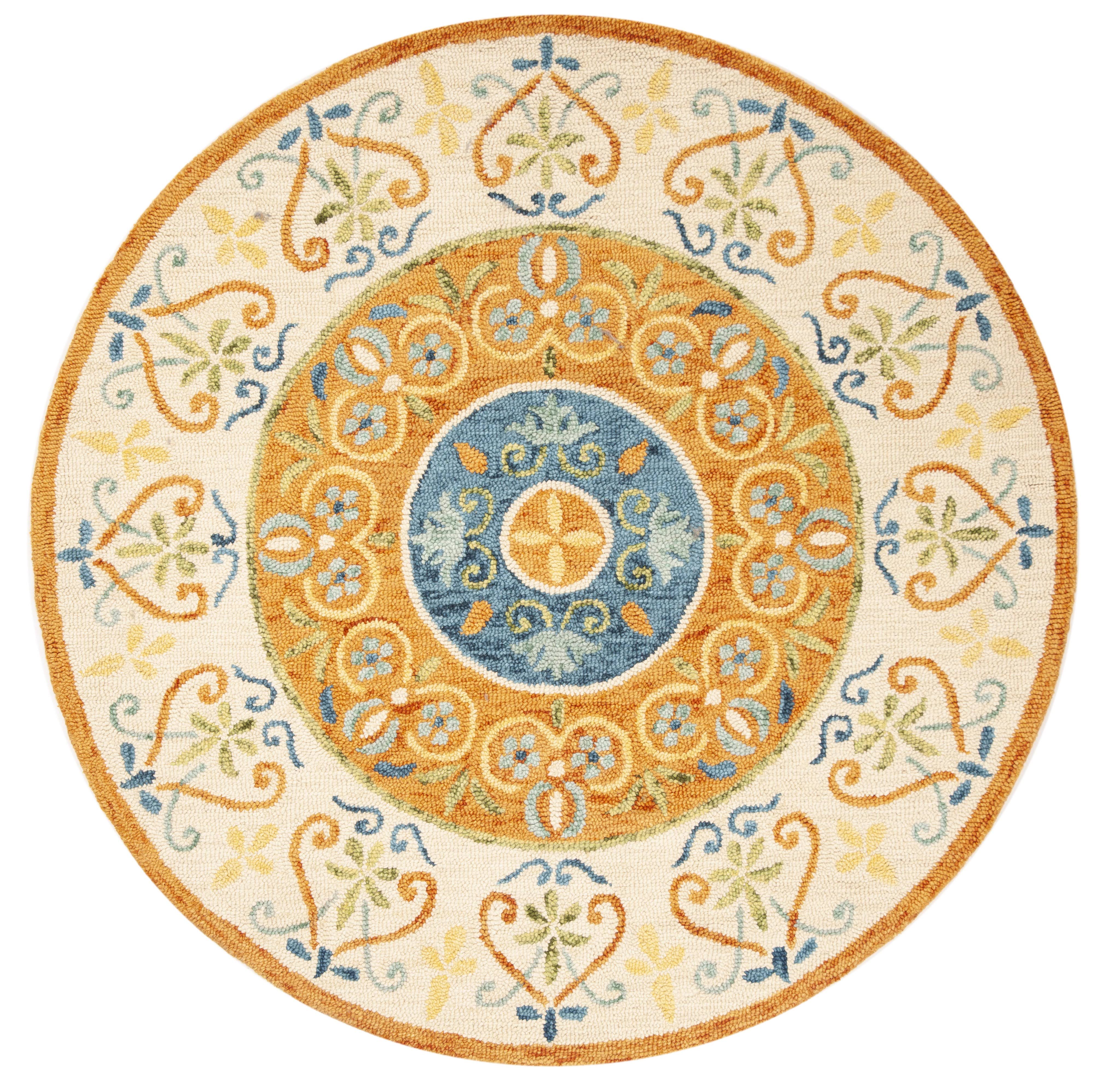 Safavieh Novelty Rust/Ivory 4 ft. x 4 ft. Round Border Area WSWNW6_0GF1
