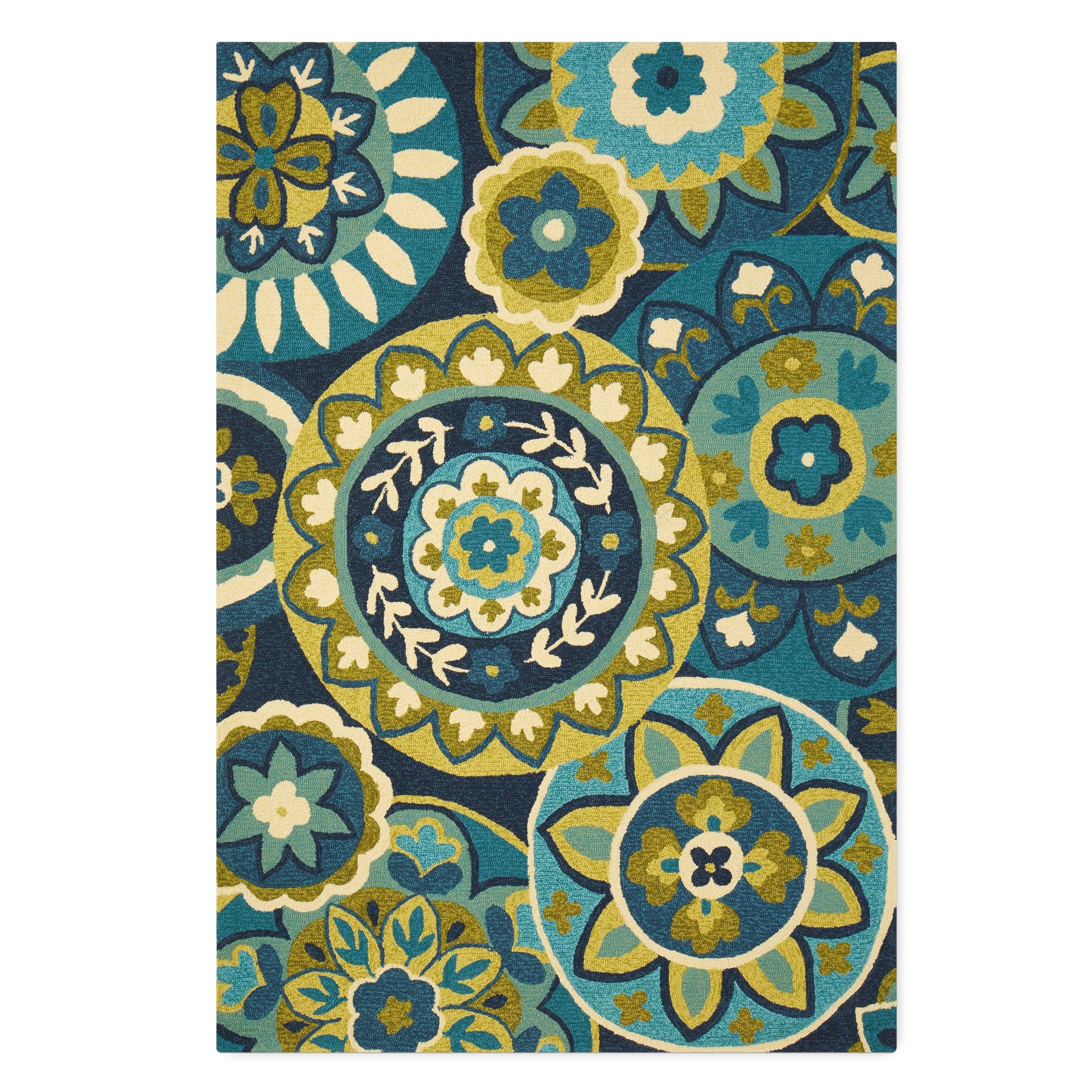 Miami Sundial teal-Green Indoor/ Outdoor Area Rug - 2' x 4' Y2PXHY_LAGF Miami Sundial teal-Green Indoor/ Outdoor Area Rug - 2' x 4' Y2PXHY_LAGF