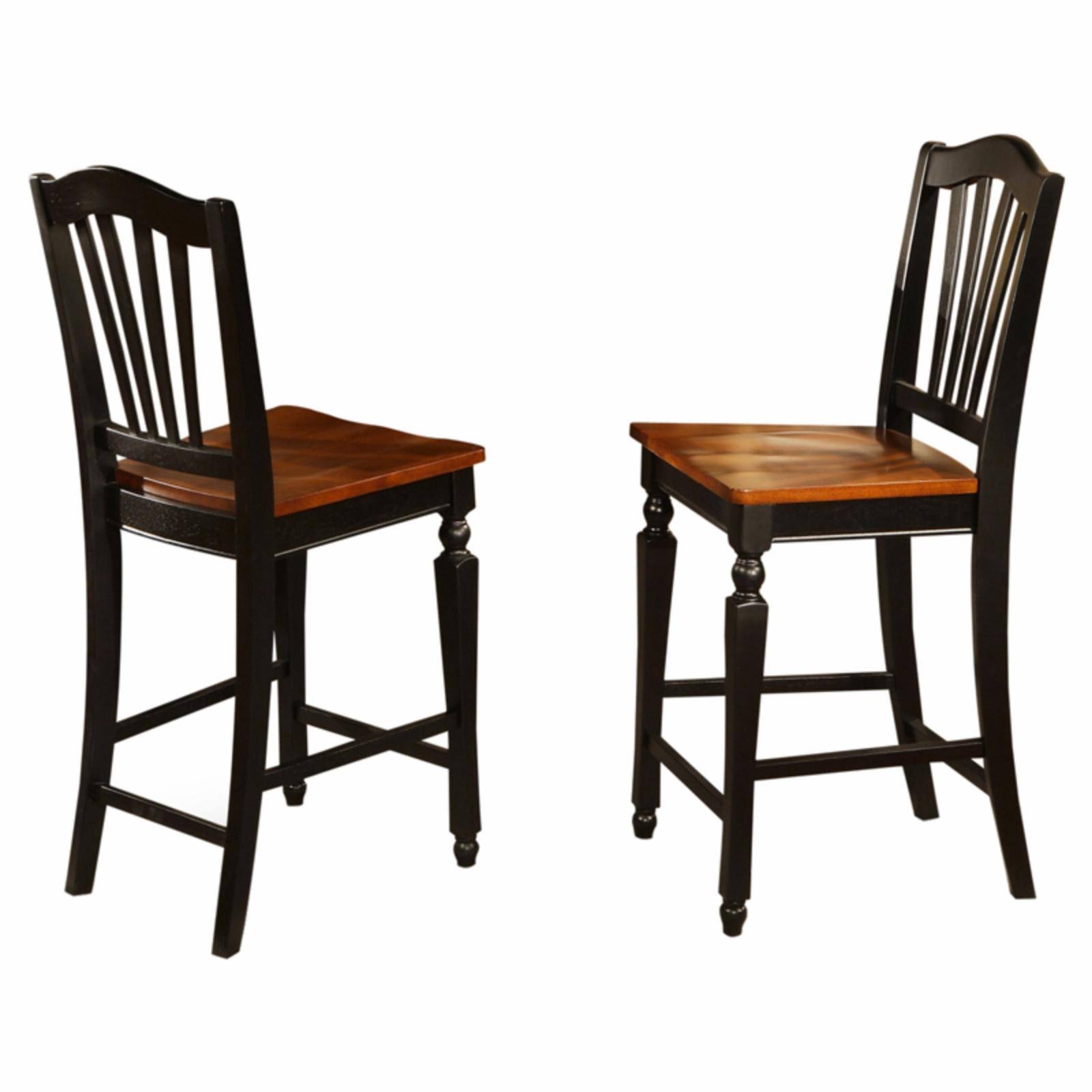 East West Furniture Chelsea Set of 2 Black/Cherry Counter Stools Chs-blk-V6P10P_CUGM