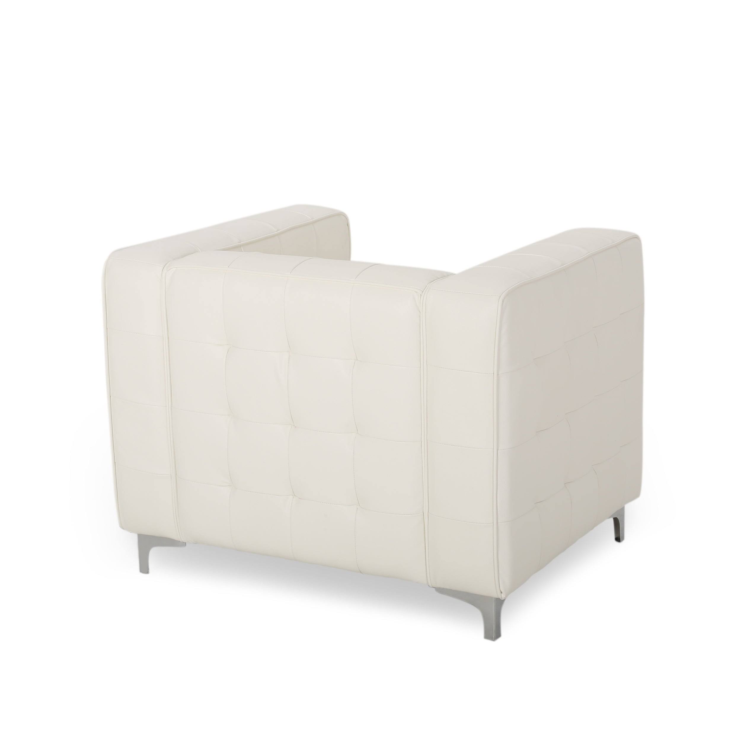 Sanders Modern Glam Leather Cube Club Chair White - Christopher Knight SJBM6P_3WBG