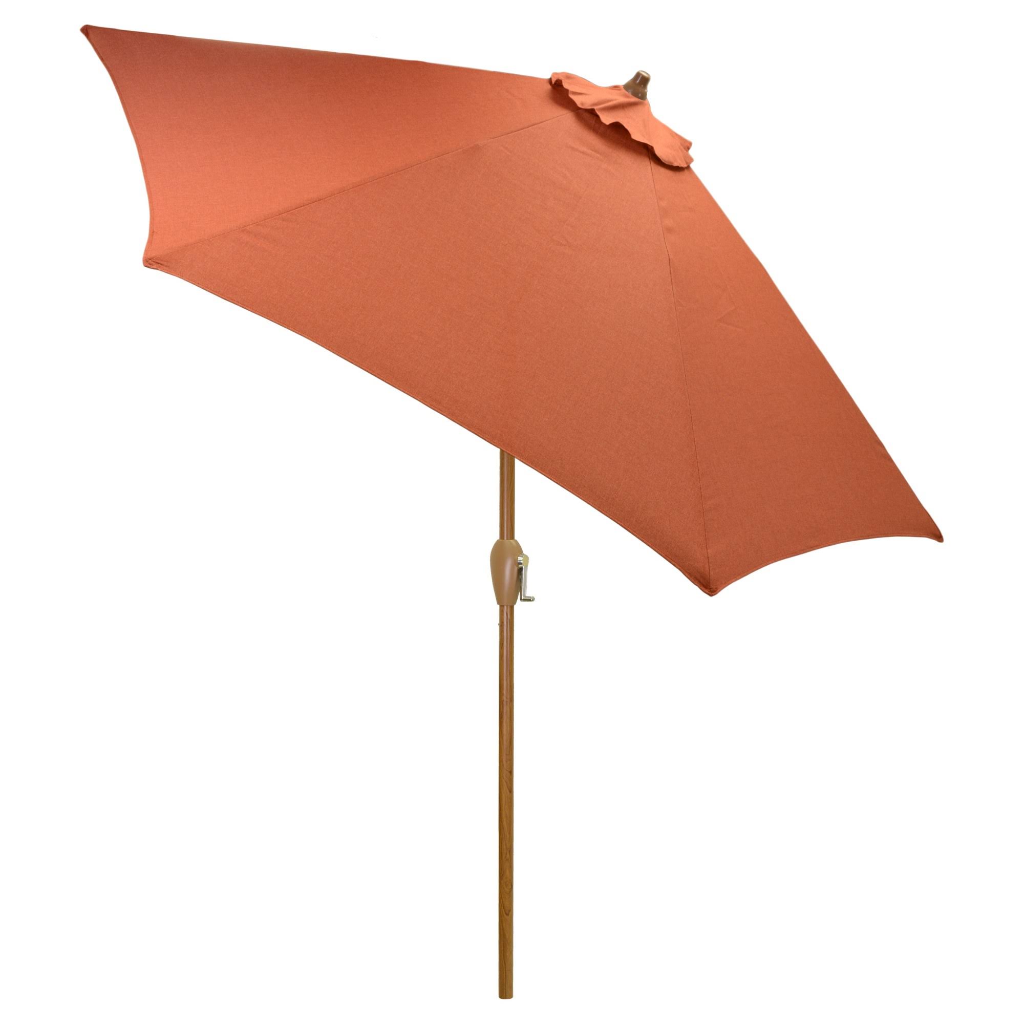 9' Round Umbrella - Orange - Wood Pole - UEGVZZ_OC9W