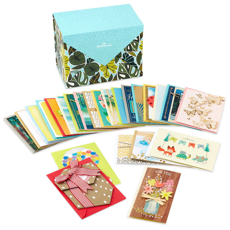 Premium Assorted Handmade All-Occasion Cards in Leaf Print Organizer, Box of TRBQM0_Z32I Premium Assorted Handmade All-Occasion Cards in Leaf Print Organizer, Box of TRBQM0_Z32I