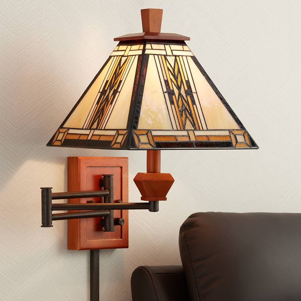 Walnut Mission Collection Plug-In Swing Arm Wall INQFMH_3IV6 Walnut Mission Collection Plug-In Swing Arm Wall INQFMH_3IV6