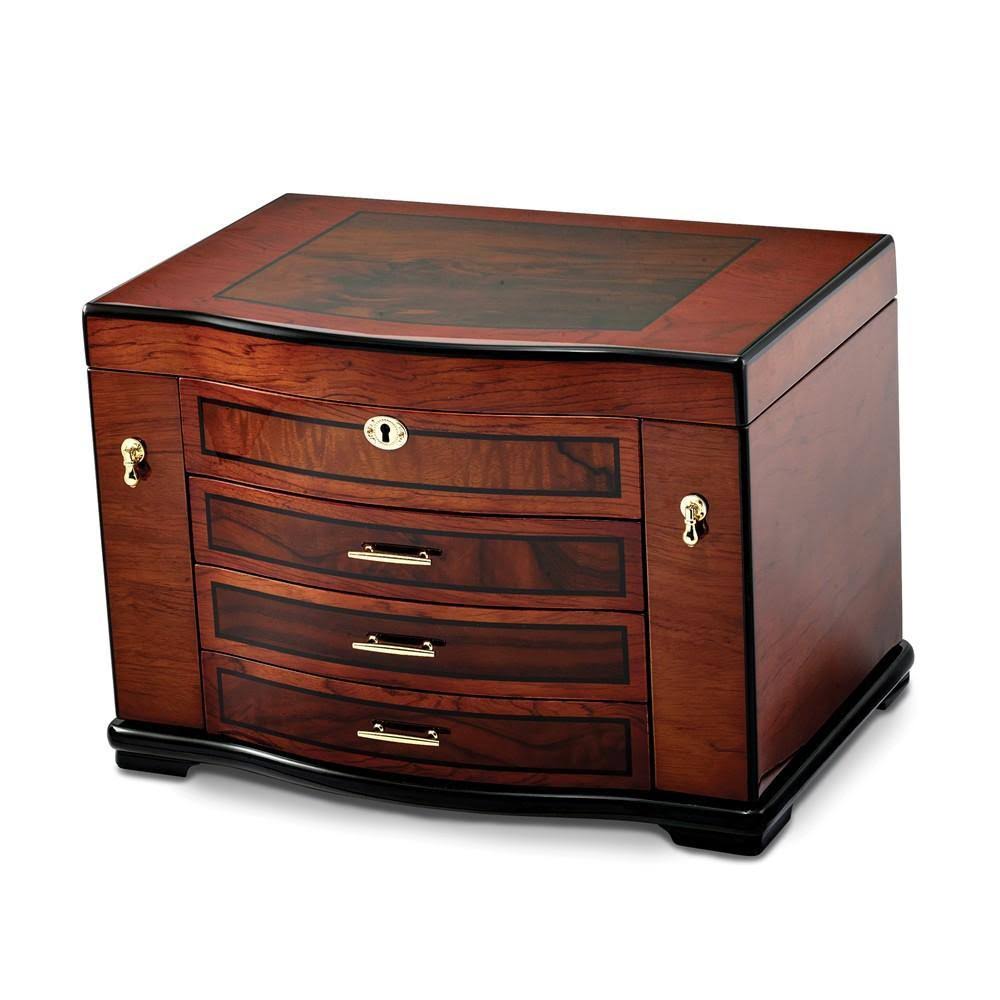 High Gloss Burlwood Inlay 3Drawer Jewelry K6RMQK_QV0E High Gloss Burlwood Inlay 3Drawer Jewelry K6RMQK_QV0E