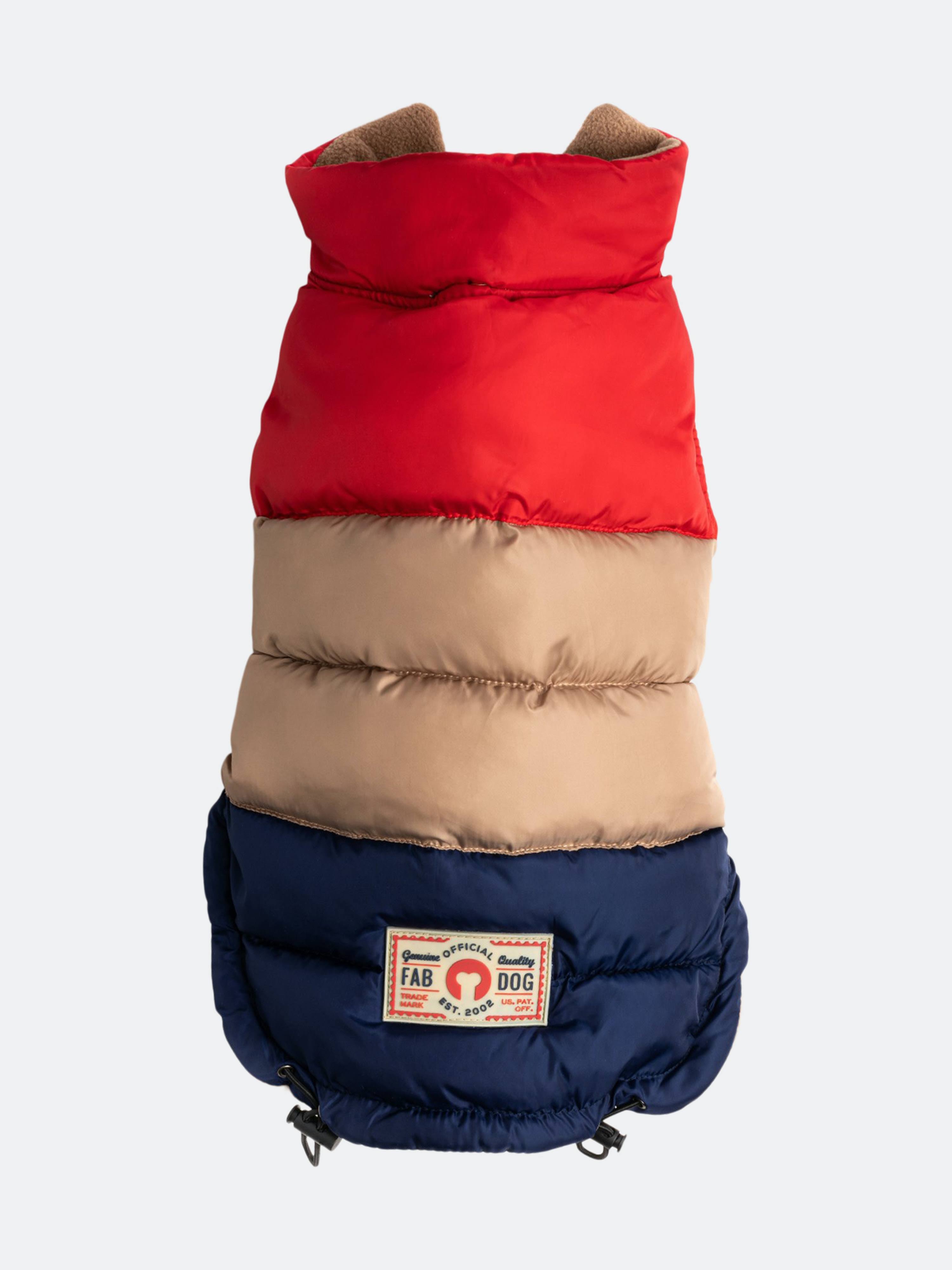 Fab Dog Color Block Dog Puffer Vest, Red/Tan/Navy, 10 BV3GGX_43ZE Fab Dog Color Block Dog Puffer Vest, Red/Tan/Navy, 10 BV3GGX_43ZE