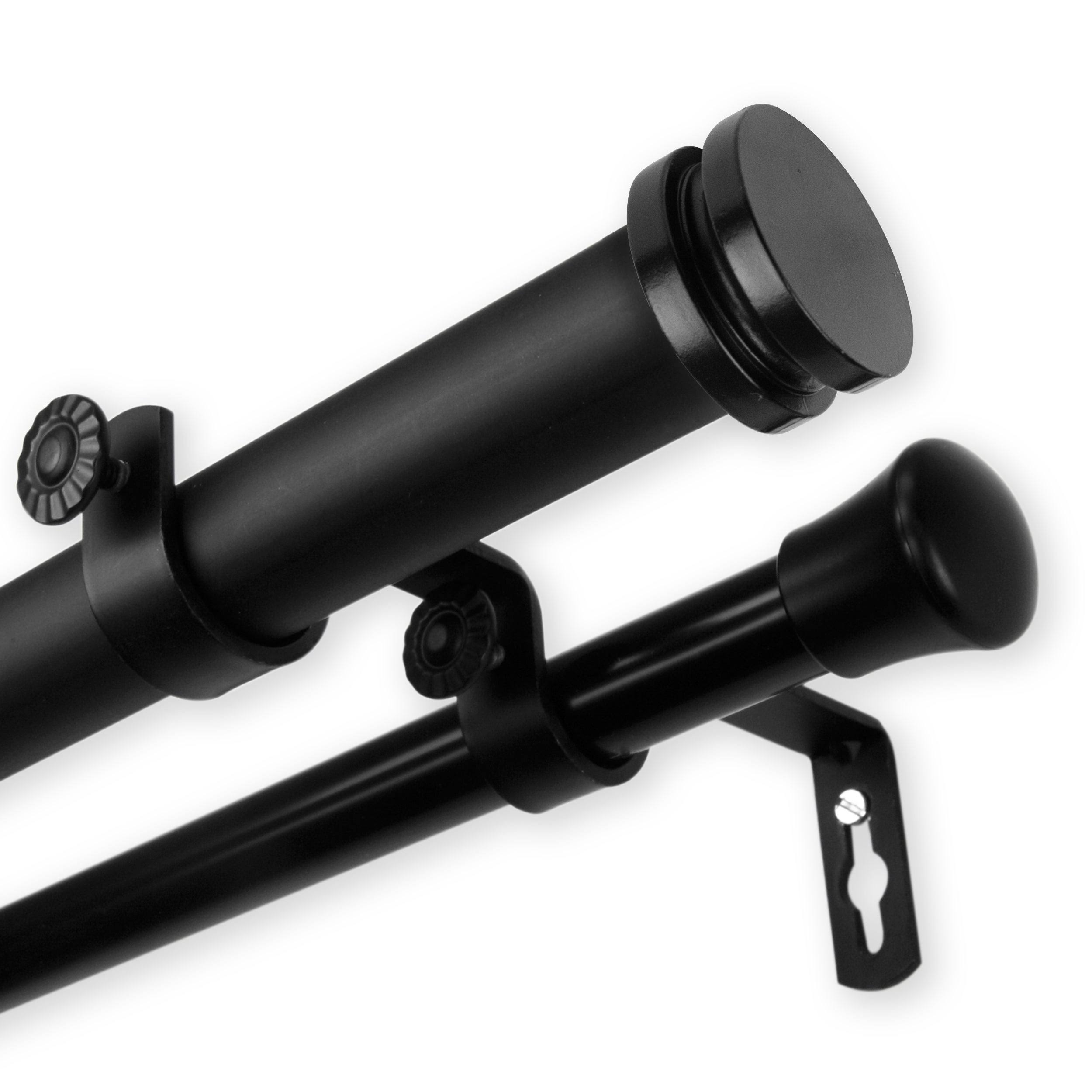 InStyleDesign Pita 1 inch Diameter Adjustable Double Curtain Rod - 48 to 84 Inches - Black Finish - W0LPG6_WLC3 InStyleDesign Pita 1 inch Diameter Adjustable Double Curtain Rod - 48 to 84 Inches - Black Finish - W0LPG6_WLC3