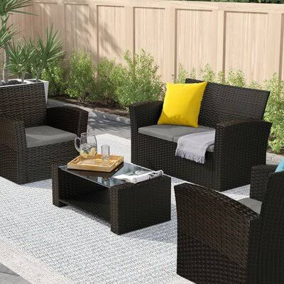 Sena 4 Piece Sofa Seating Group with Cushions Frame Color Dark 7WGVYZ_OJ5L Sena 4 Piece Sofa Seating Group with Cushions Frame Color Dark 7WGVYZ_OJ5L