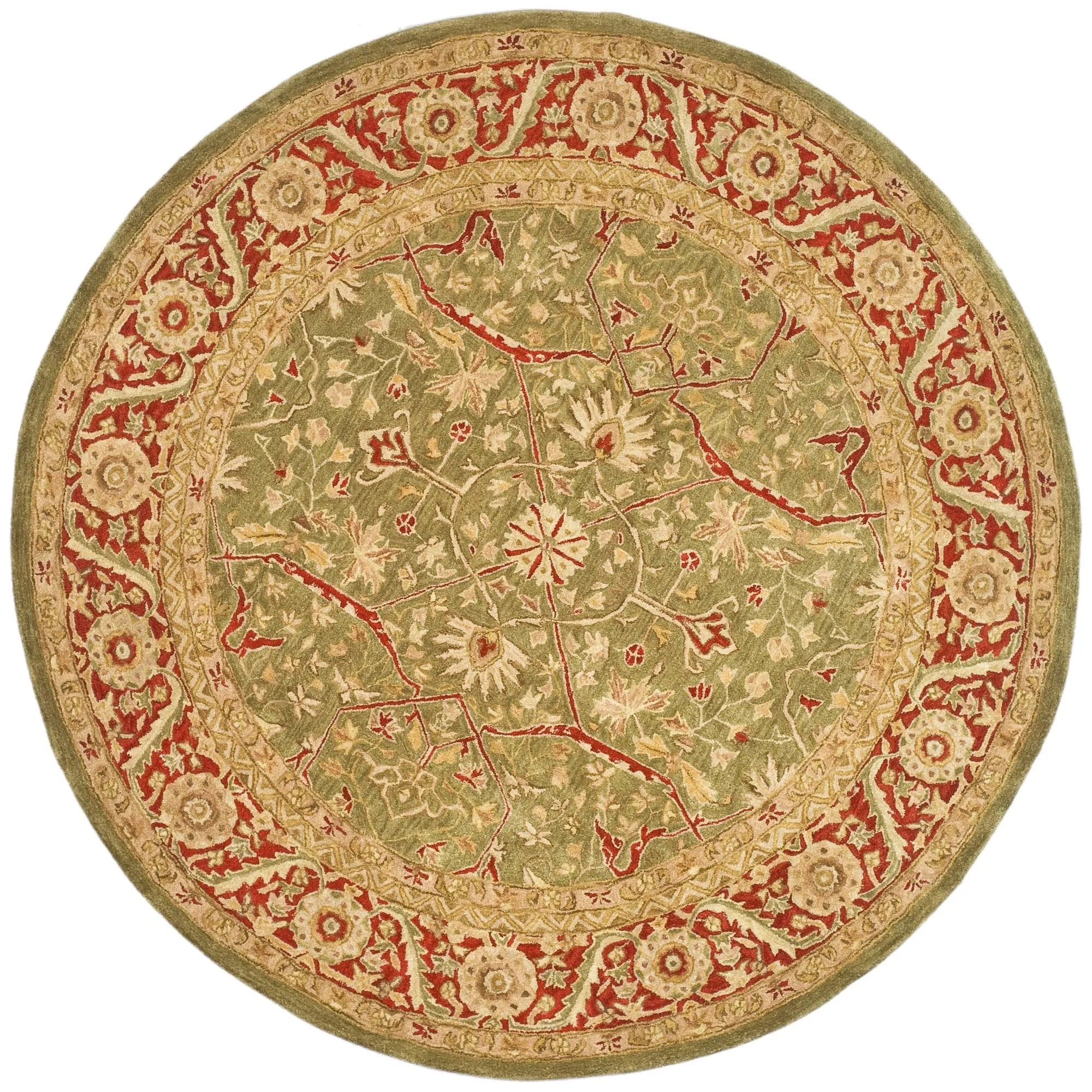 Safavieh Anatolia Green/Red 8 ft. x 8 ft. Round Area H8BTQI_HYAP Safavieh Anatolia Green/Red 8 ft. x 8 ft. Round Area H8BTQI_HYAP