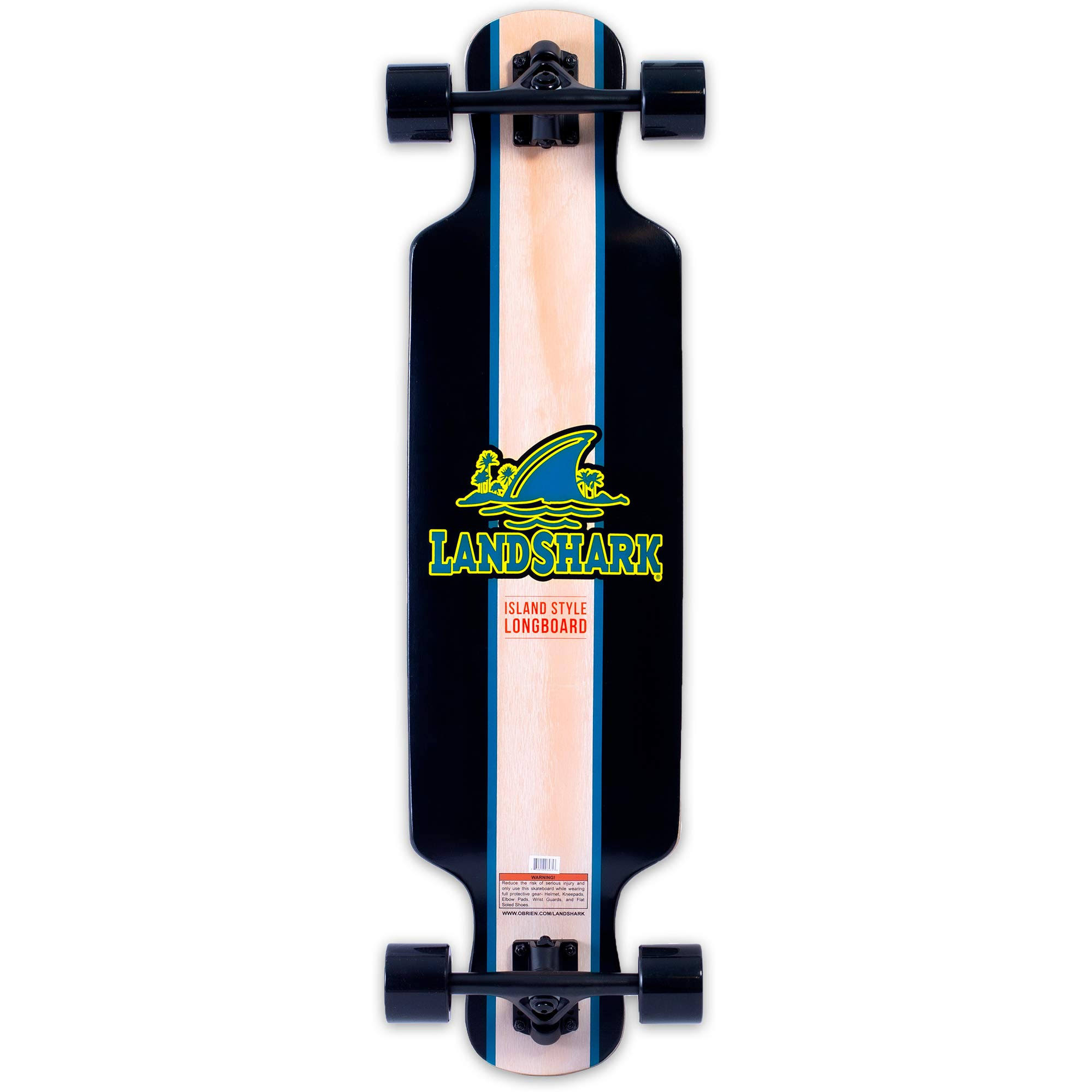 Landshark Island Style Retro Wooden Longboard with 7 in. Aluminum Trucks, EUUSVJ_VSUF Landshark Island Style Retro Wooden Longboard with 7 in. Aluminum Trucks, EUUSVJ_VSUF